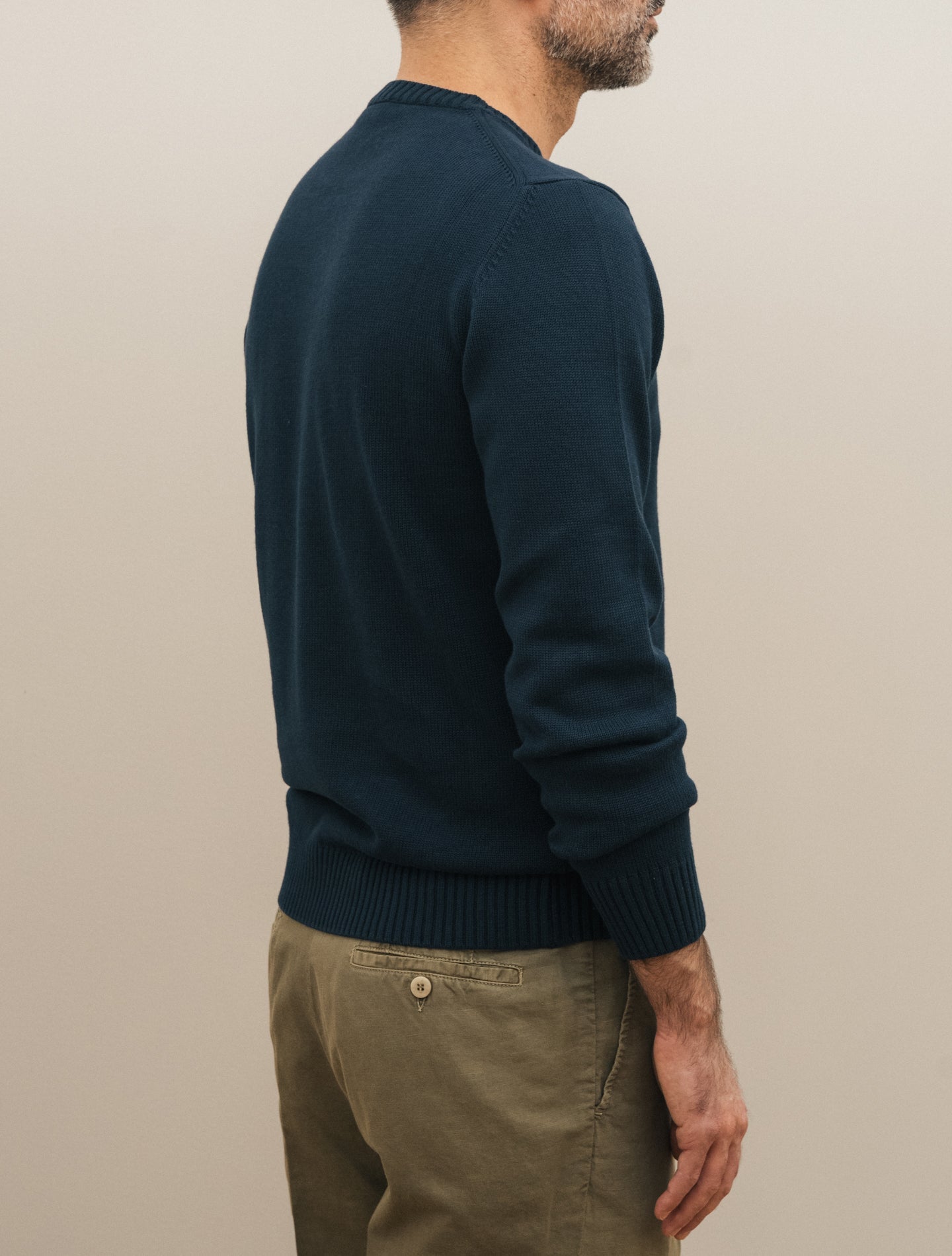 Knitted Cotton Crewneck Navy Morgano Knitwear 48