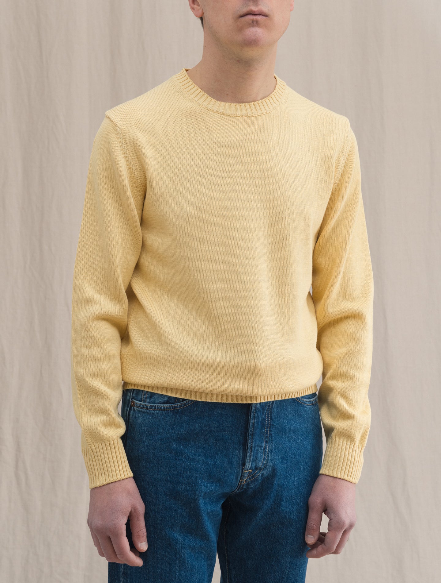 Knitted Cotton Crewneck Yellow Morgano Knitwear 46