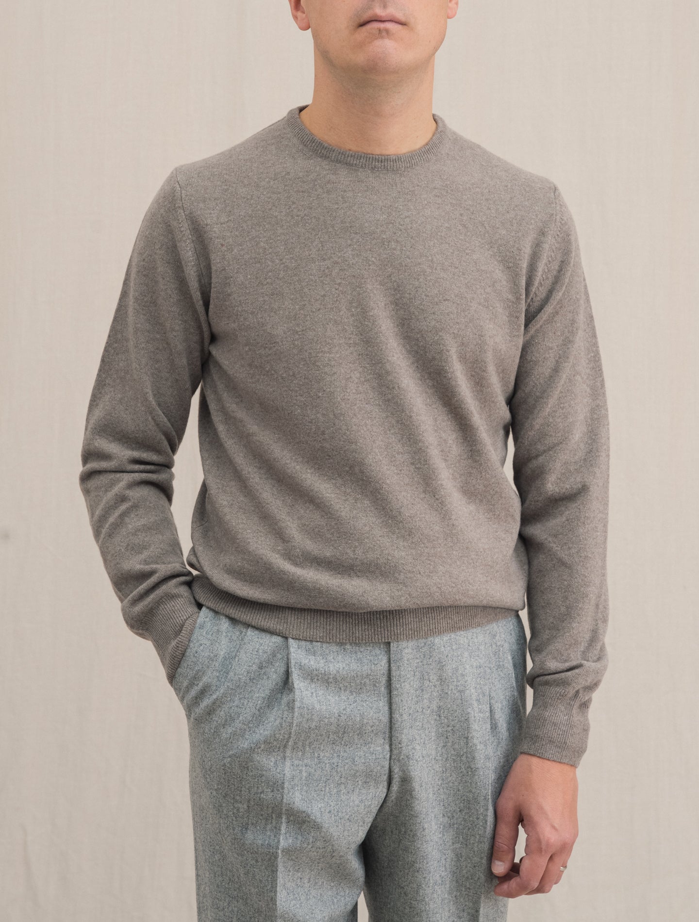 Knitted Crewneck Sweater Nougat | Gabucci