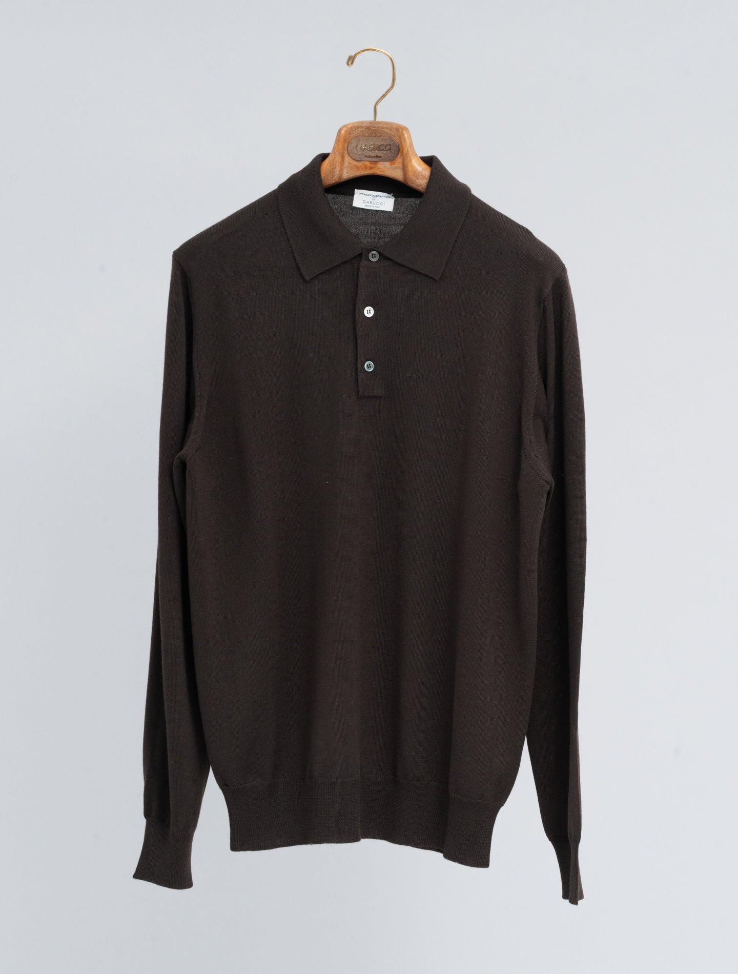 Knitted Merino Polo Shirt Dark Brown Morgano Polo shirts 48