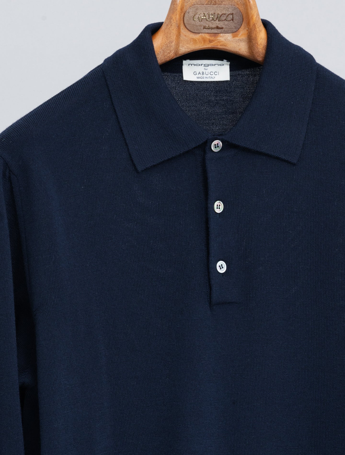 Knitted Merino Polo Shirt Navy Morgano Polo shirts 48