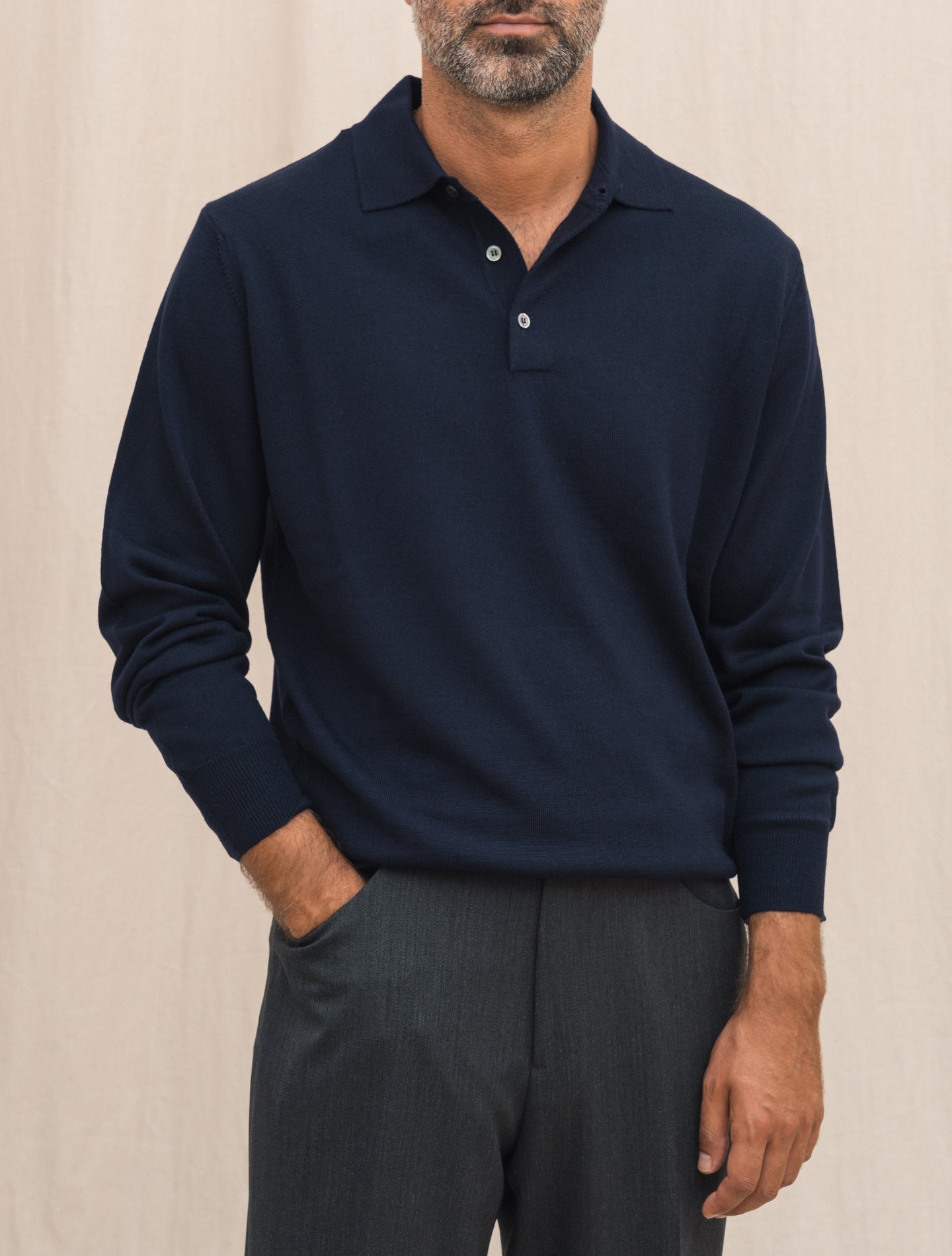 Knitted Merino Polo Shirt Navy Morgano Polo shirts Gabucci