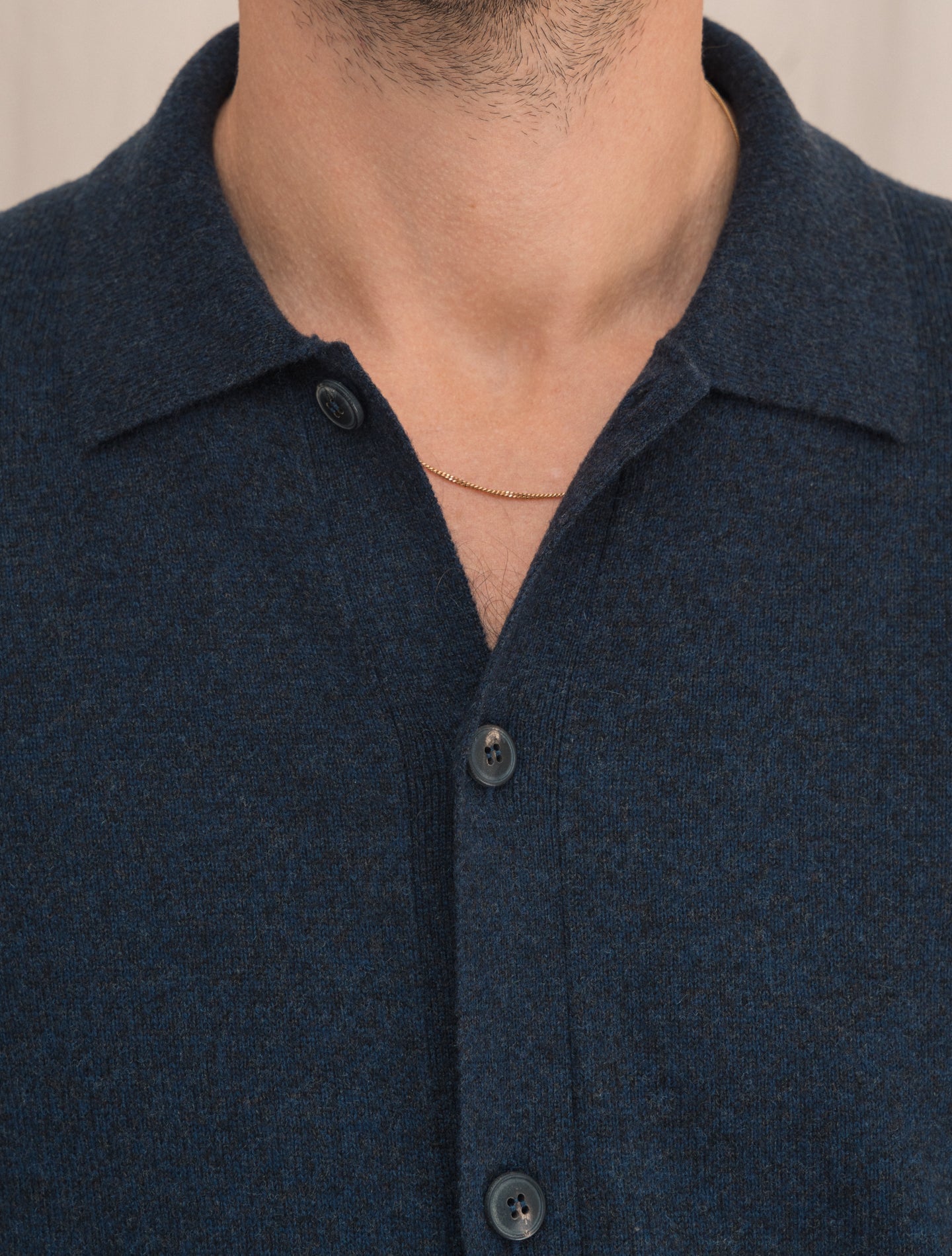 Knitted Merino Shirt Blue | Gabucci