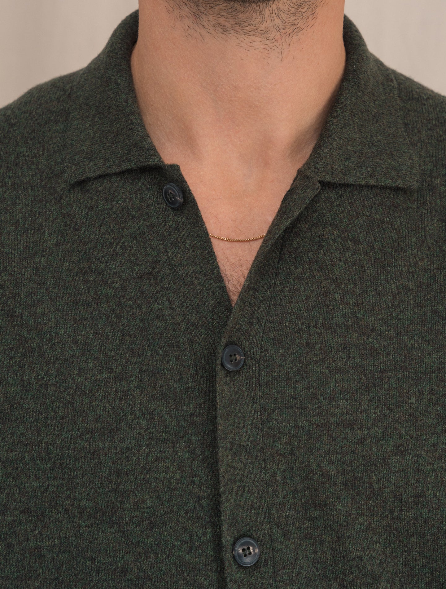 Knitted Merino Shirt Green | Gabucci