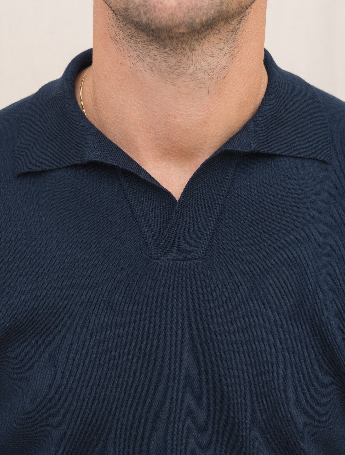 Knitted Merino Wool Polo Shirt Navy Gabucci Polo shirts Gabucci