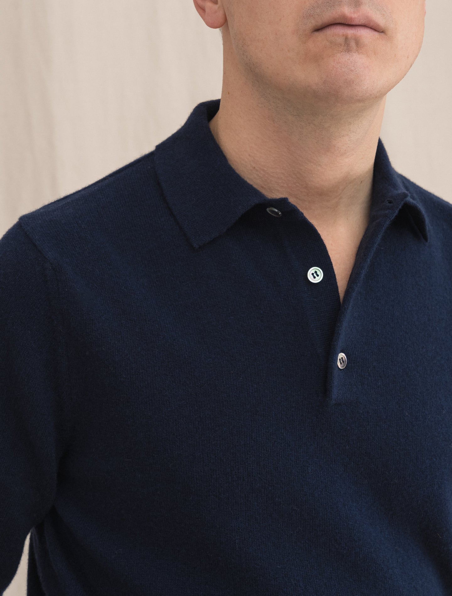 Knitted Polo Shirt Navy Morgano Knitwear 46