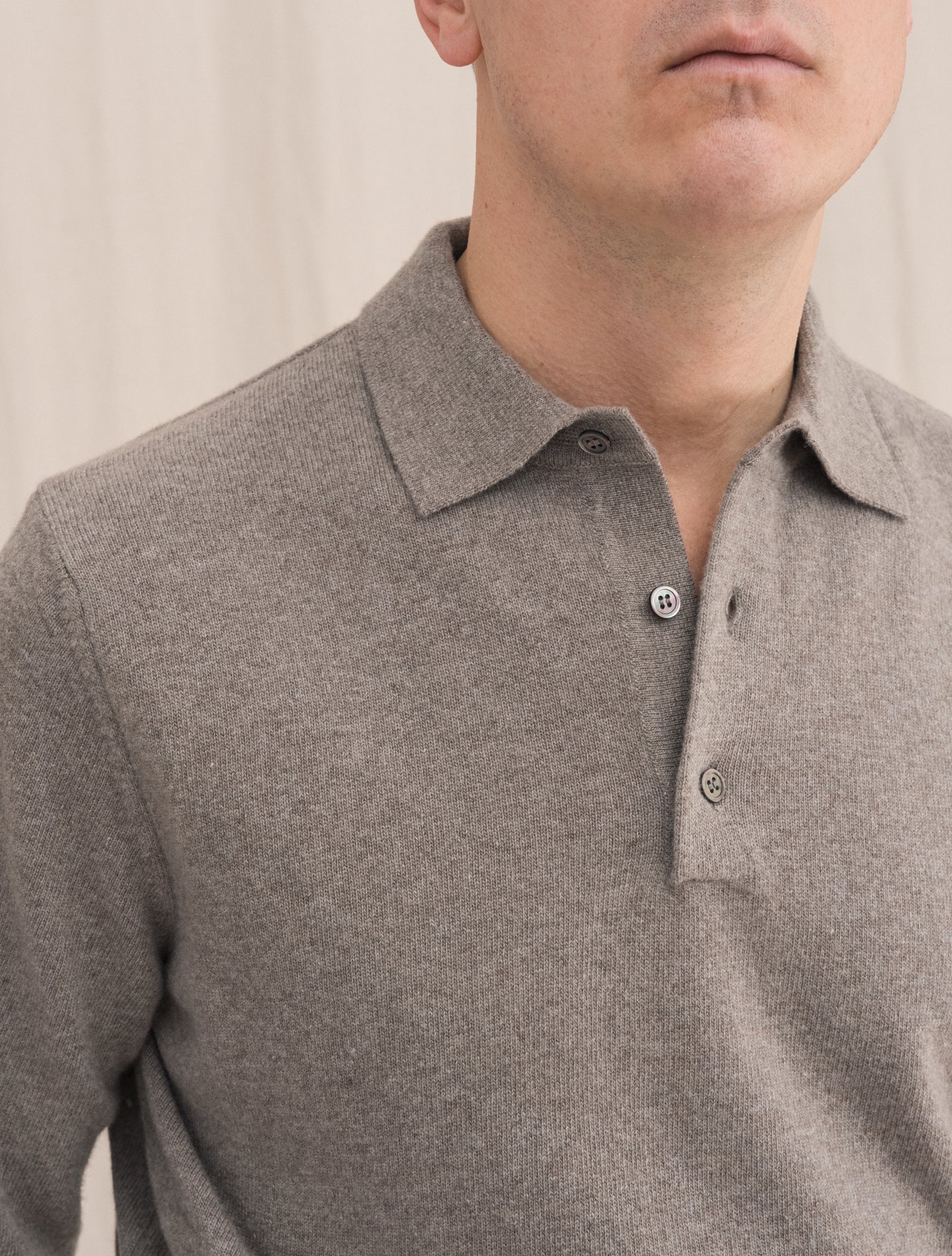 Knitted Polo Shirt Nougat | Gabucci