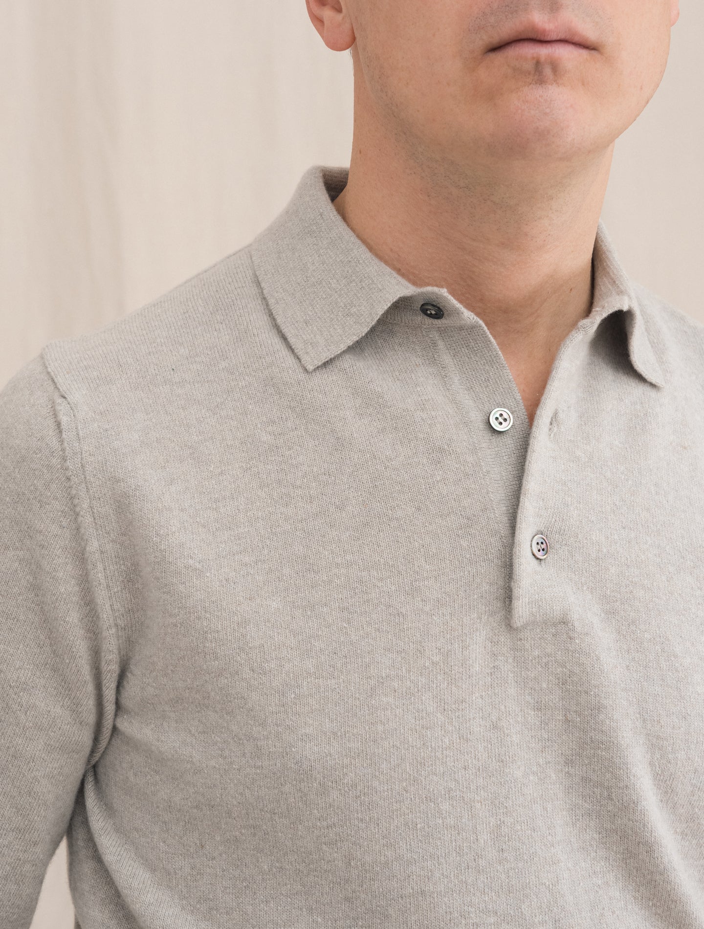 Knitted Polo Shirt Sand | Gabucci