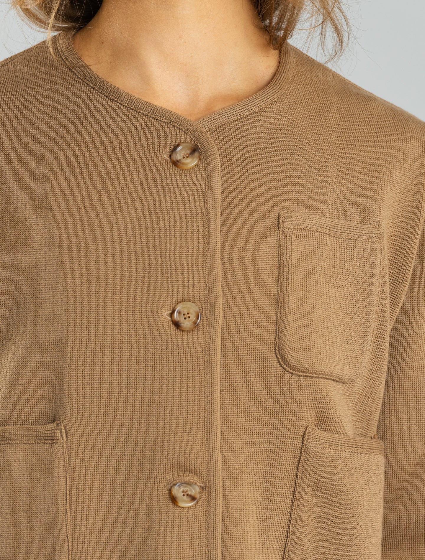 Knitted Short Wool Jacket Camel Lardini Jackets XS