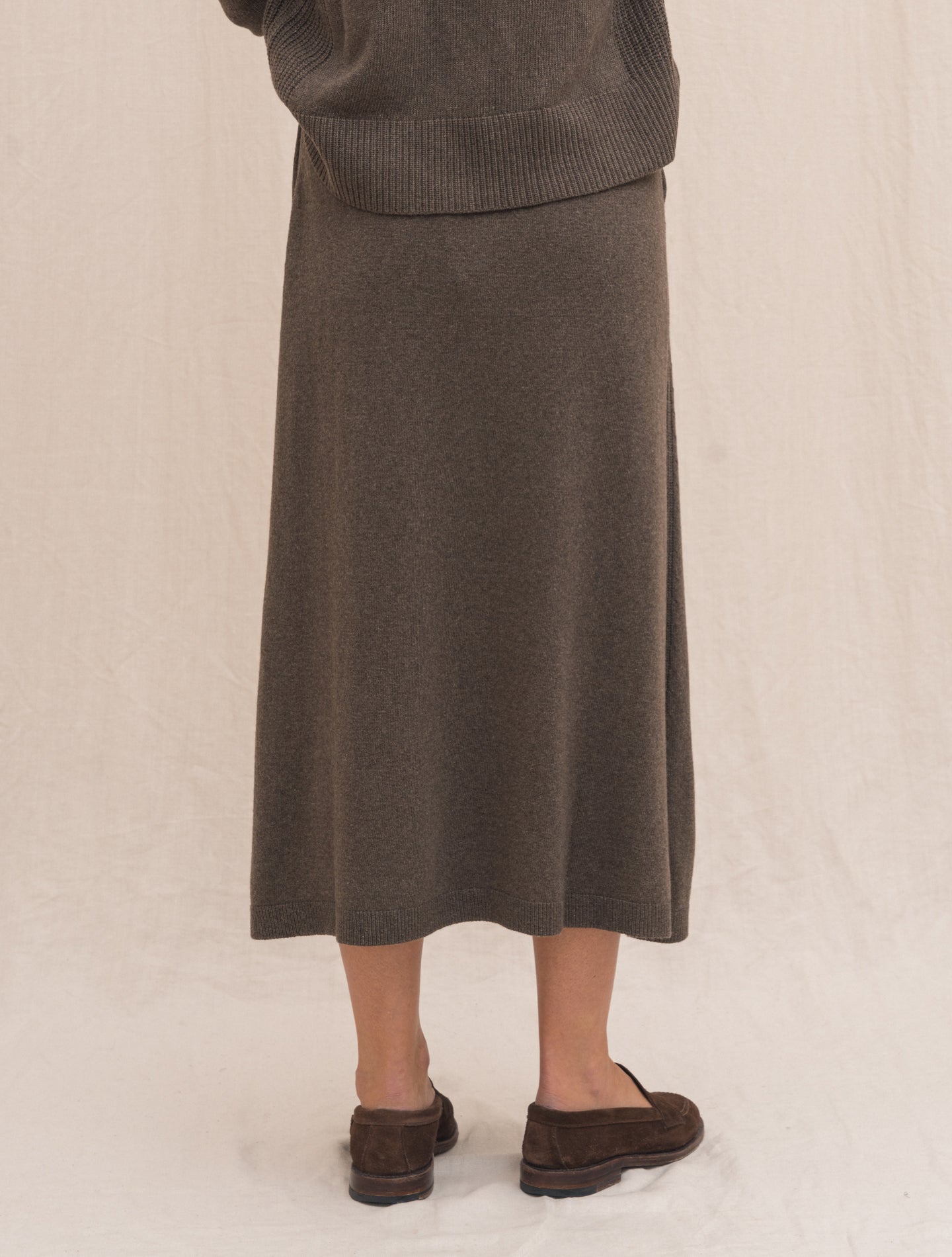 Knitted Skirt with Pockets Brown Morgano Skirts Gabucci