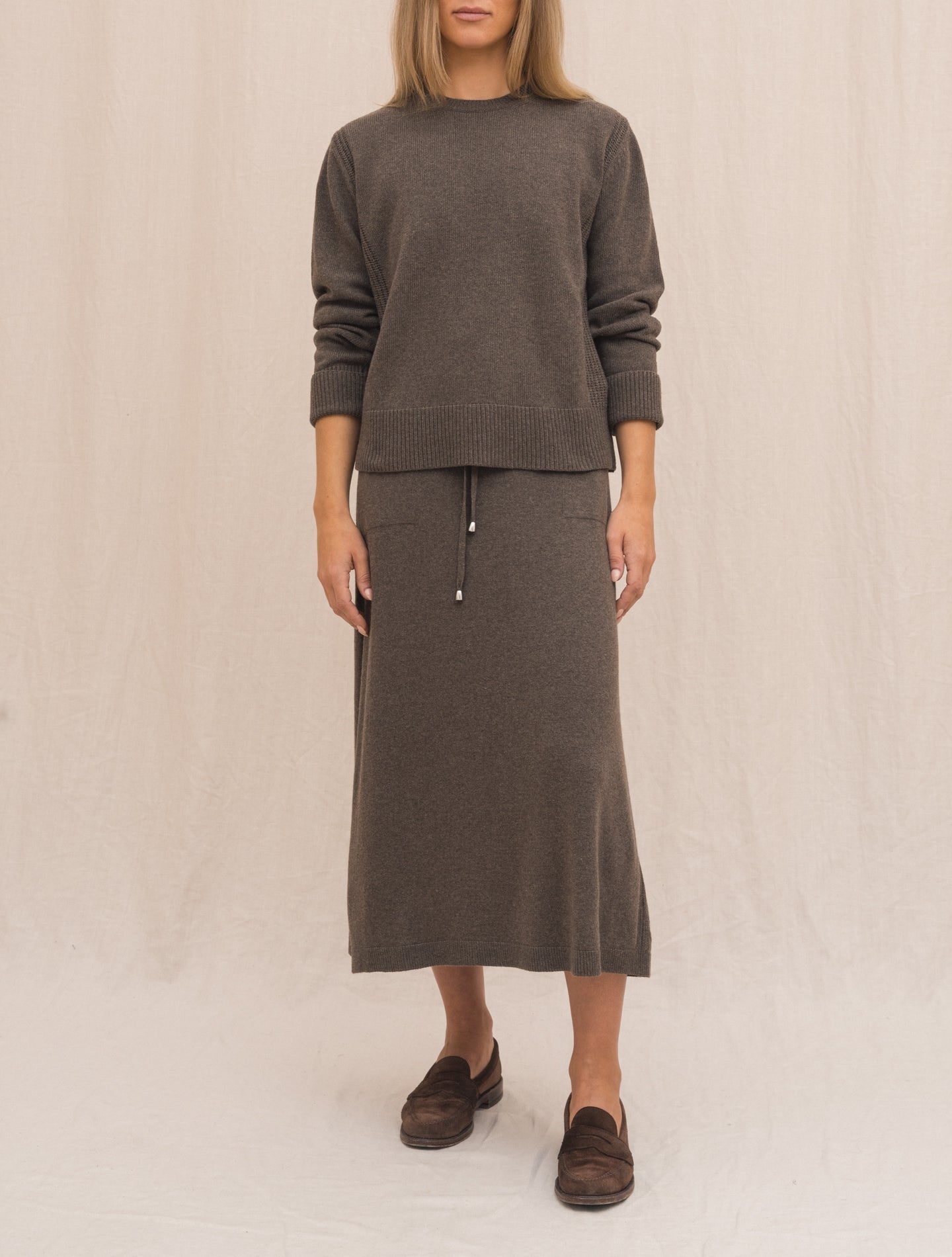 Knitted Skirt with Pockets Brown Morgano Skirts Gabucci