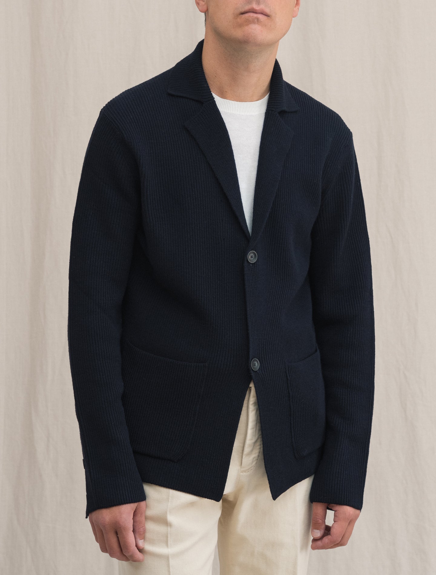 Knitted Wool Cardigan Navy | Gabucci