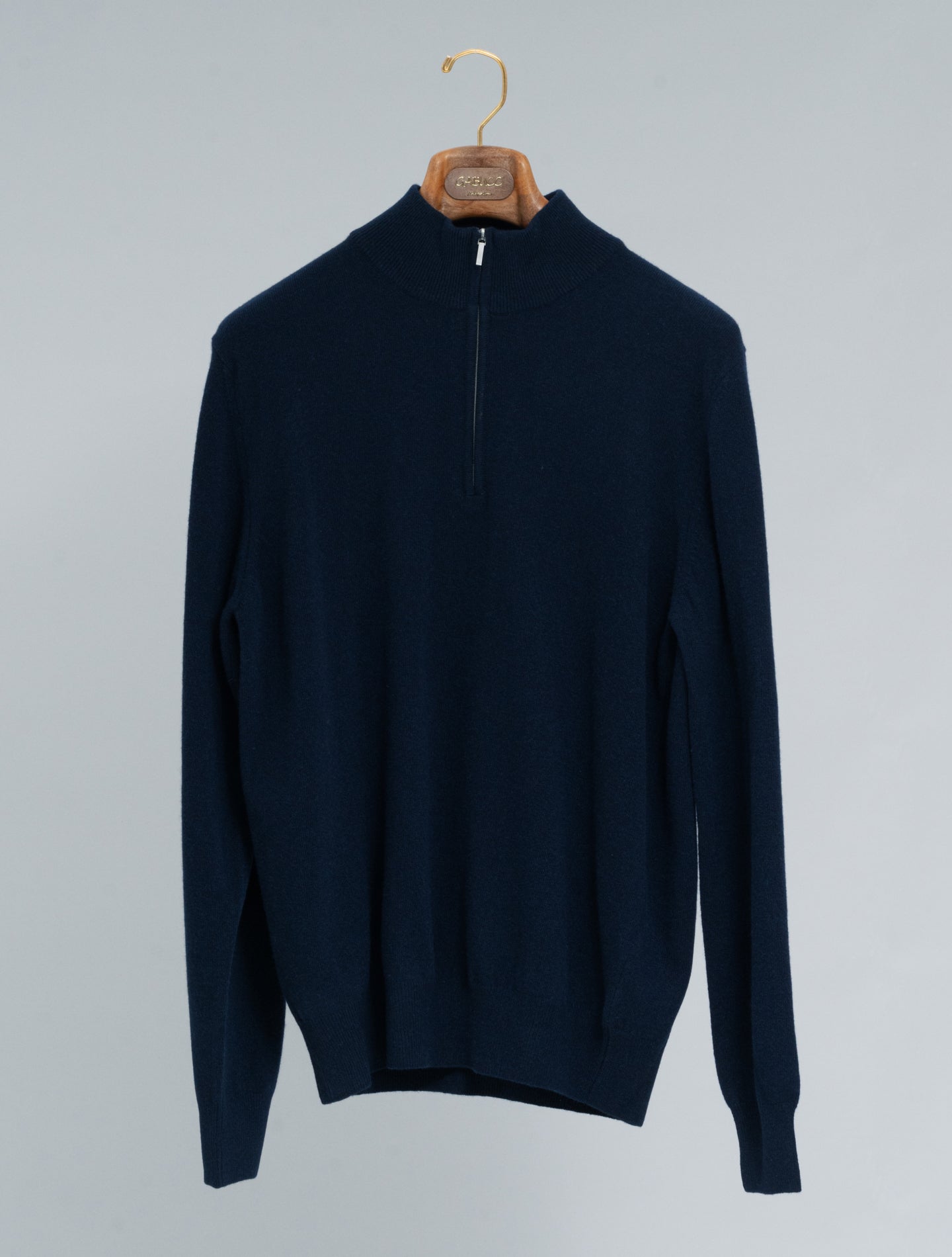 Knitted Wool Cashmere 1/4 Zip Deep Navy Morgano Knitwear 46