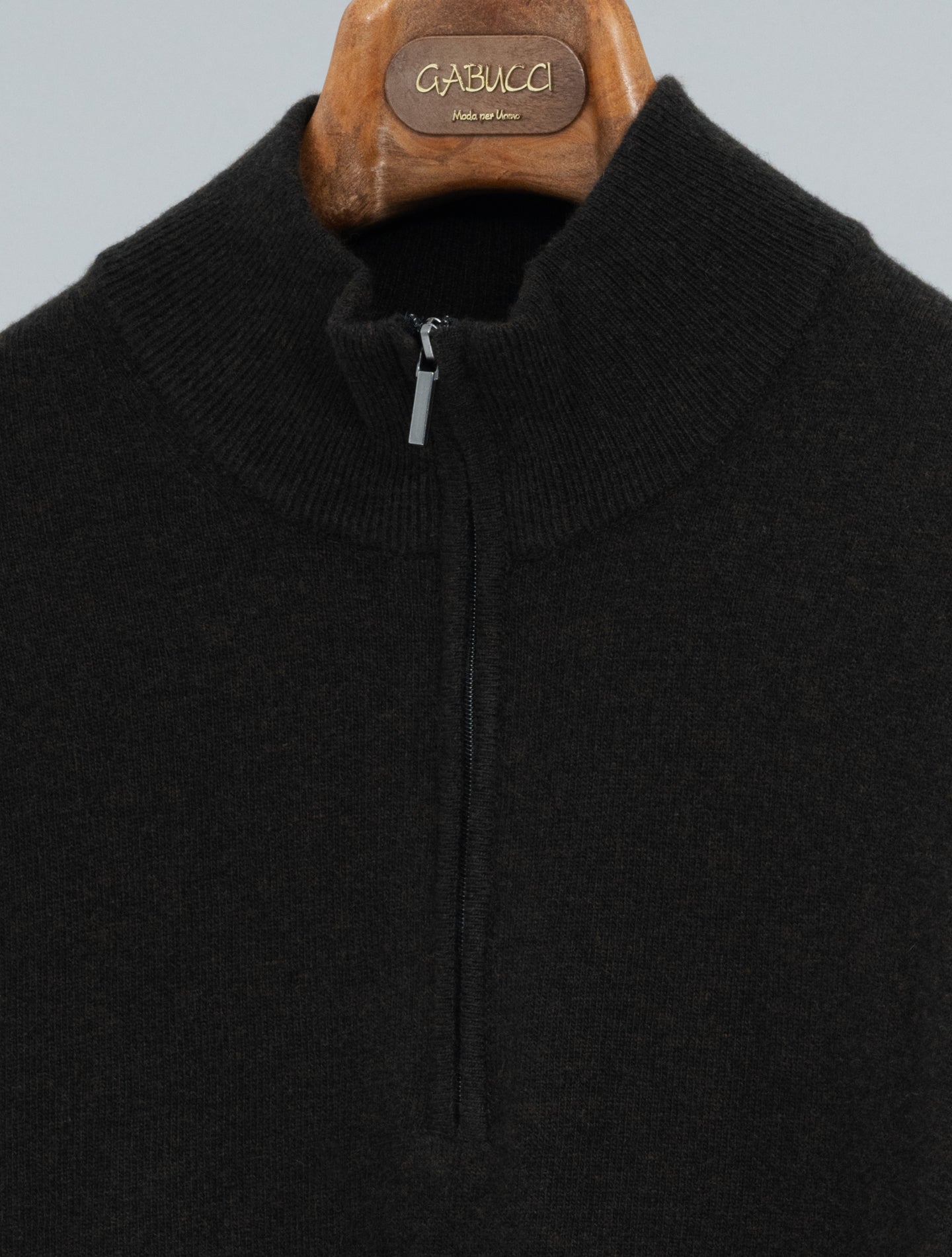 Knitted Wool Cashmere 1/4 Zip Espresso Morgano Knitwear 46