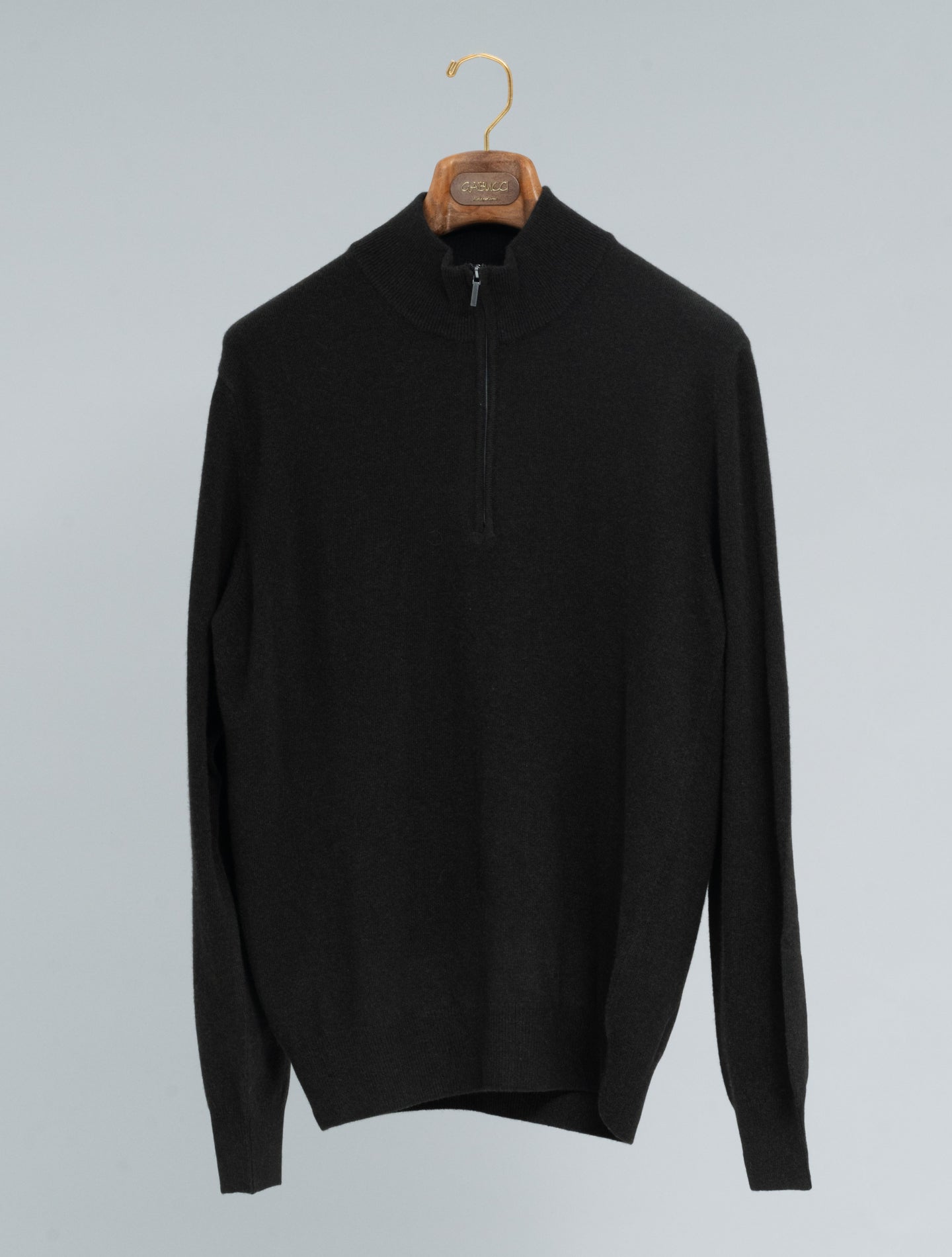 Knitted Wool Cashmere 1/4 Zip Espresso Morgano Knitwear 46
