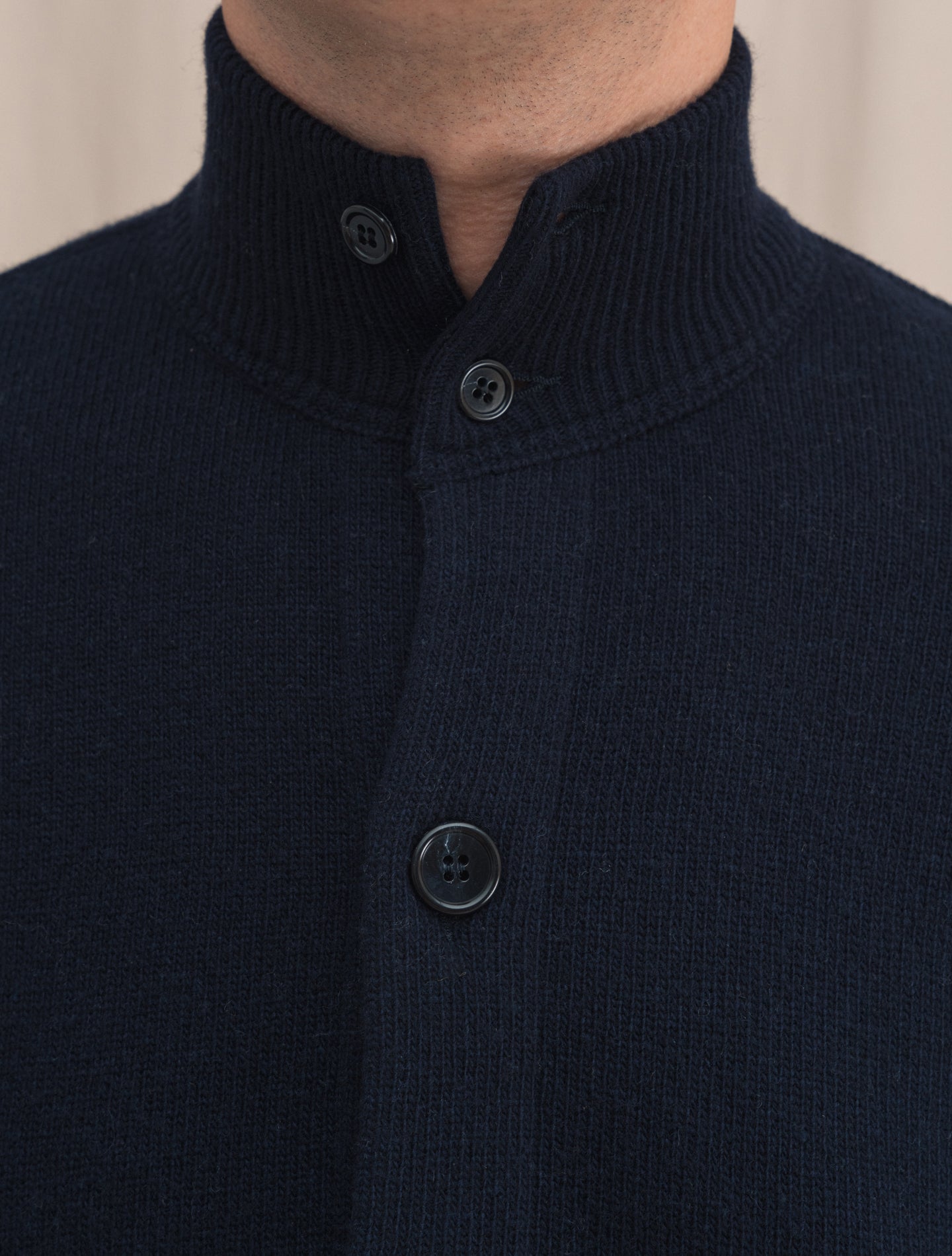 Knitted Wool Cashmere Bomber Navy | Gabucci