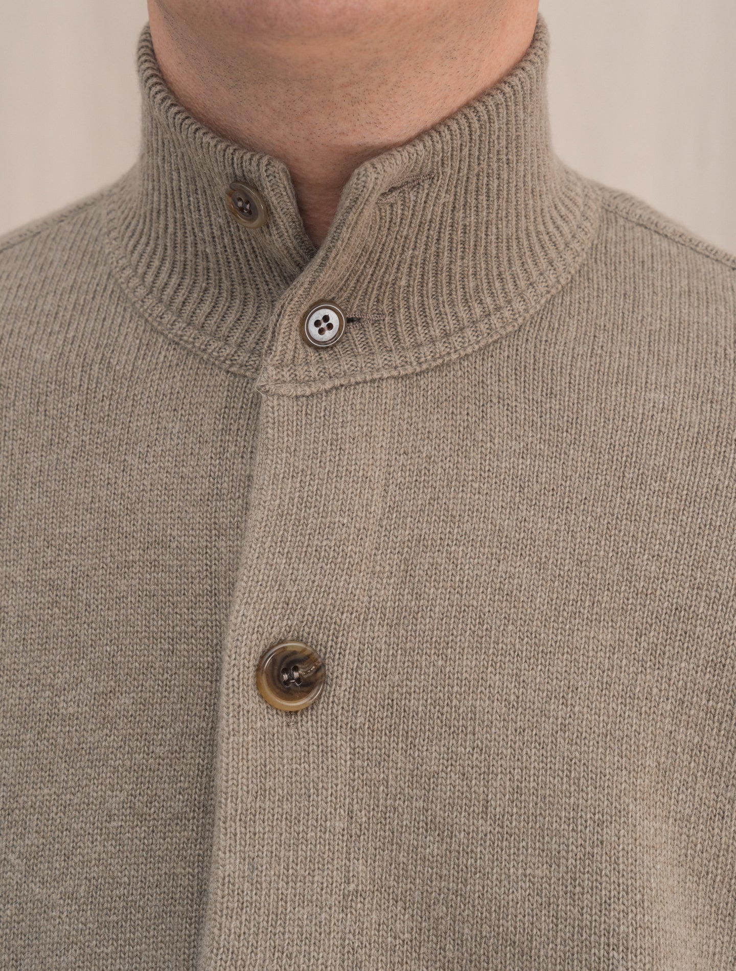 Knitted Wool Cashmere Bomber Taupe | Gabucci