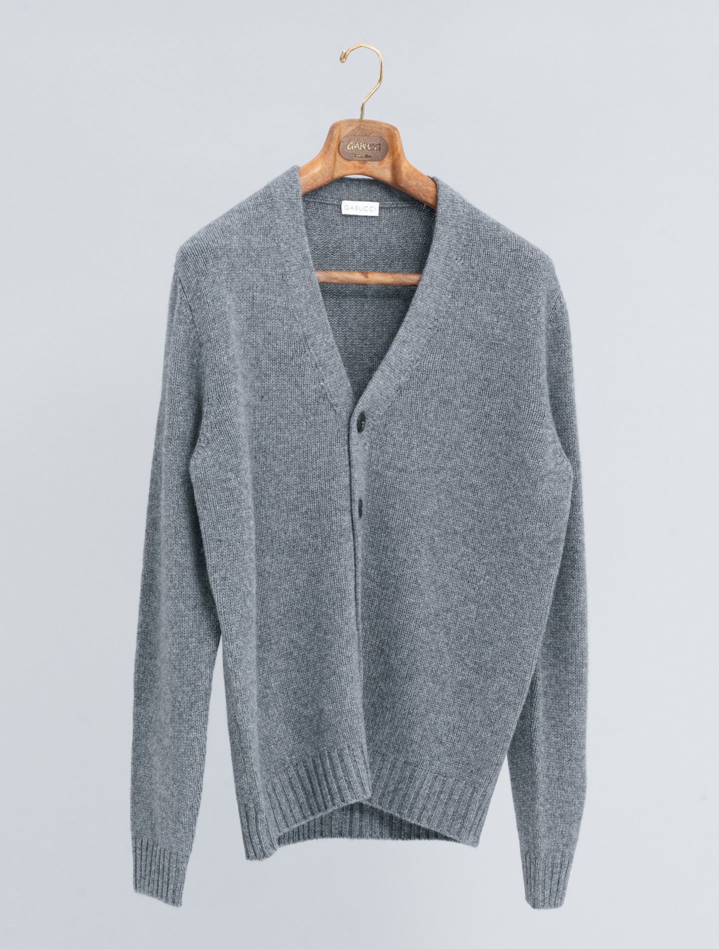 Knitted Wool Cashmere Cardigan Grey Gabucci Knitwear 48