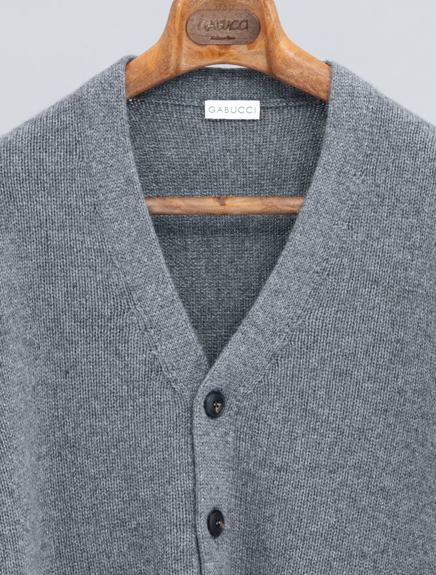 Knitted Wool Cashmere Cardigan Grey Gabucci Knitwear 48