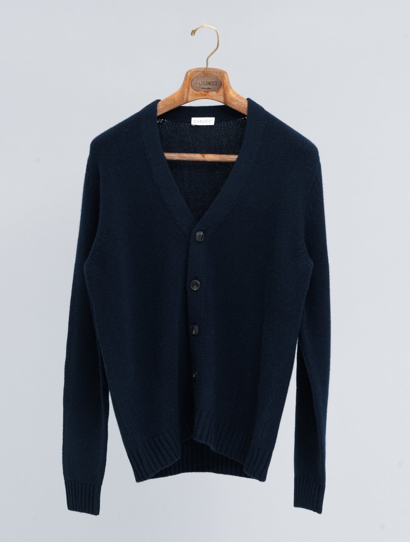Knitted Wool Cashmere Cardigan Navy Gabucci Knitwear 48