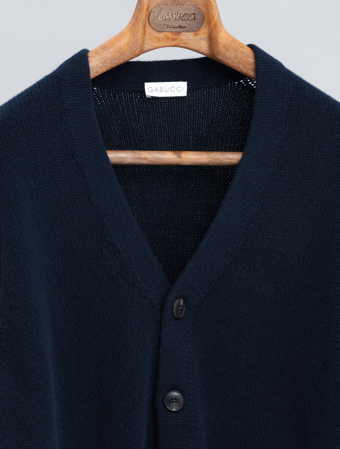 Knitted Wool Cashmere Cardigan Navy Gabucci Knitwear 48
