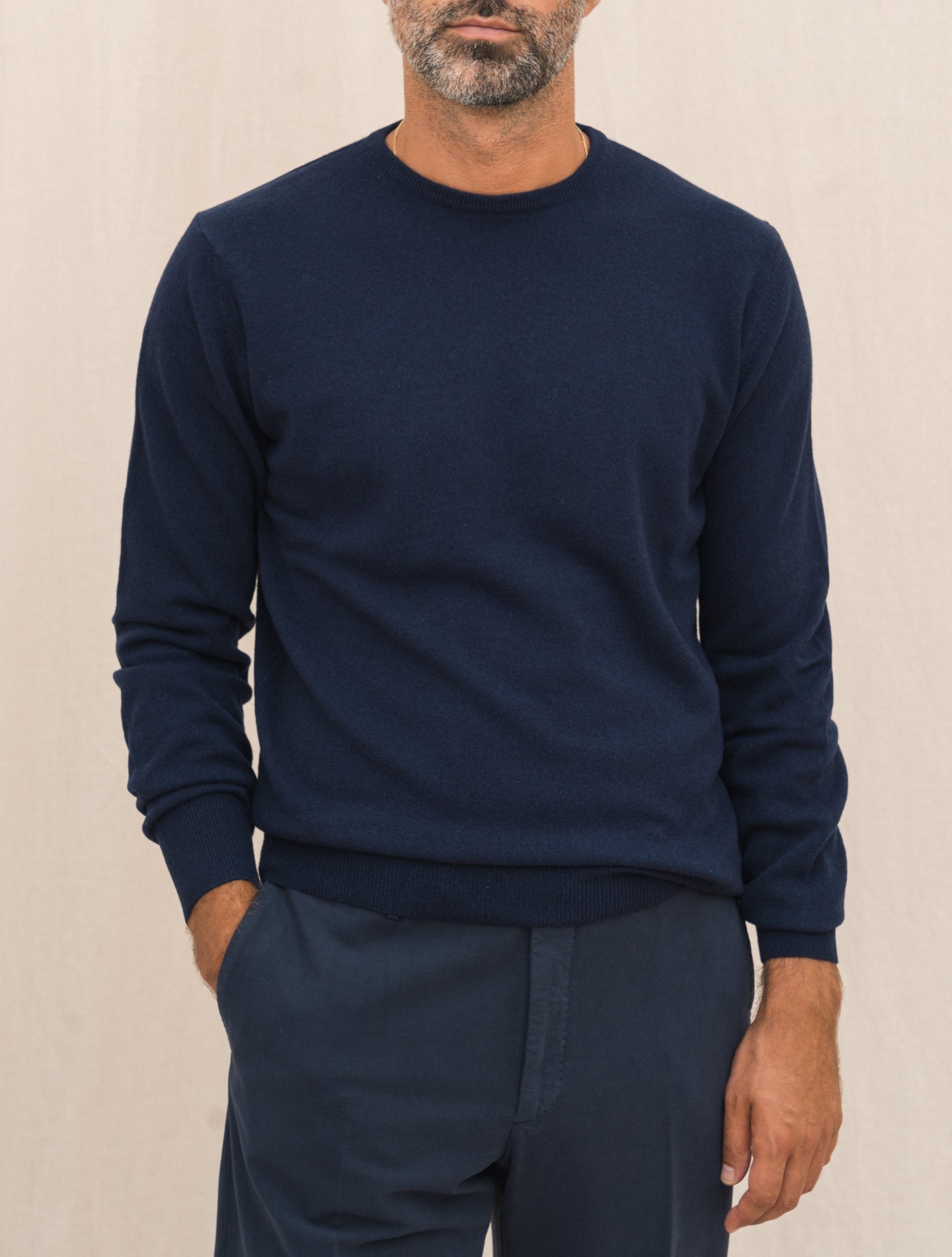 Knitted Wool Cashmere Crewneck Navy Morgano Knitwear Gabucci