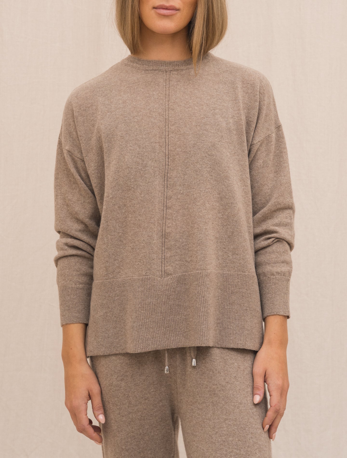 Knitted Wool Cashmere Crewneck Nougat Morgano Knitwear IT 40