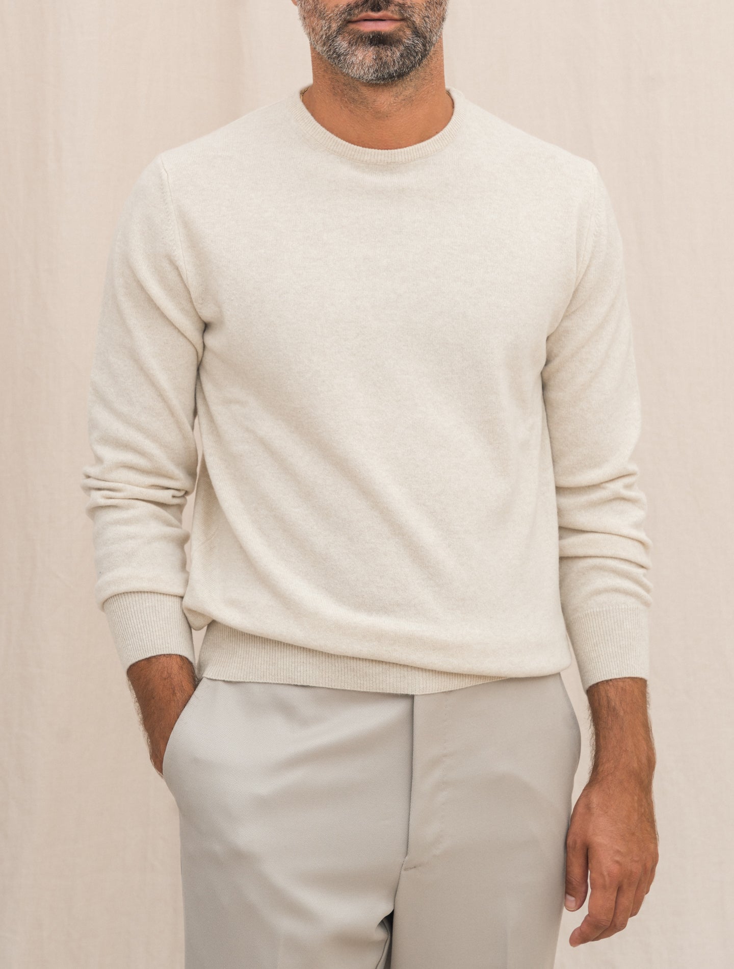 Knitted Wool Cashmere Crewneck Pergament Beige Morgano Knitwear Gabucci