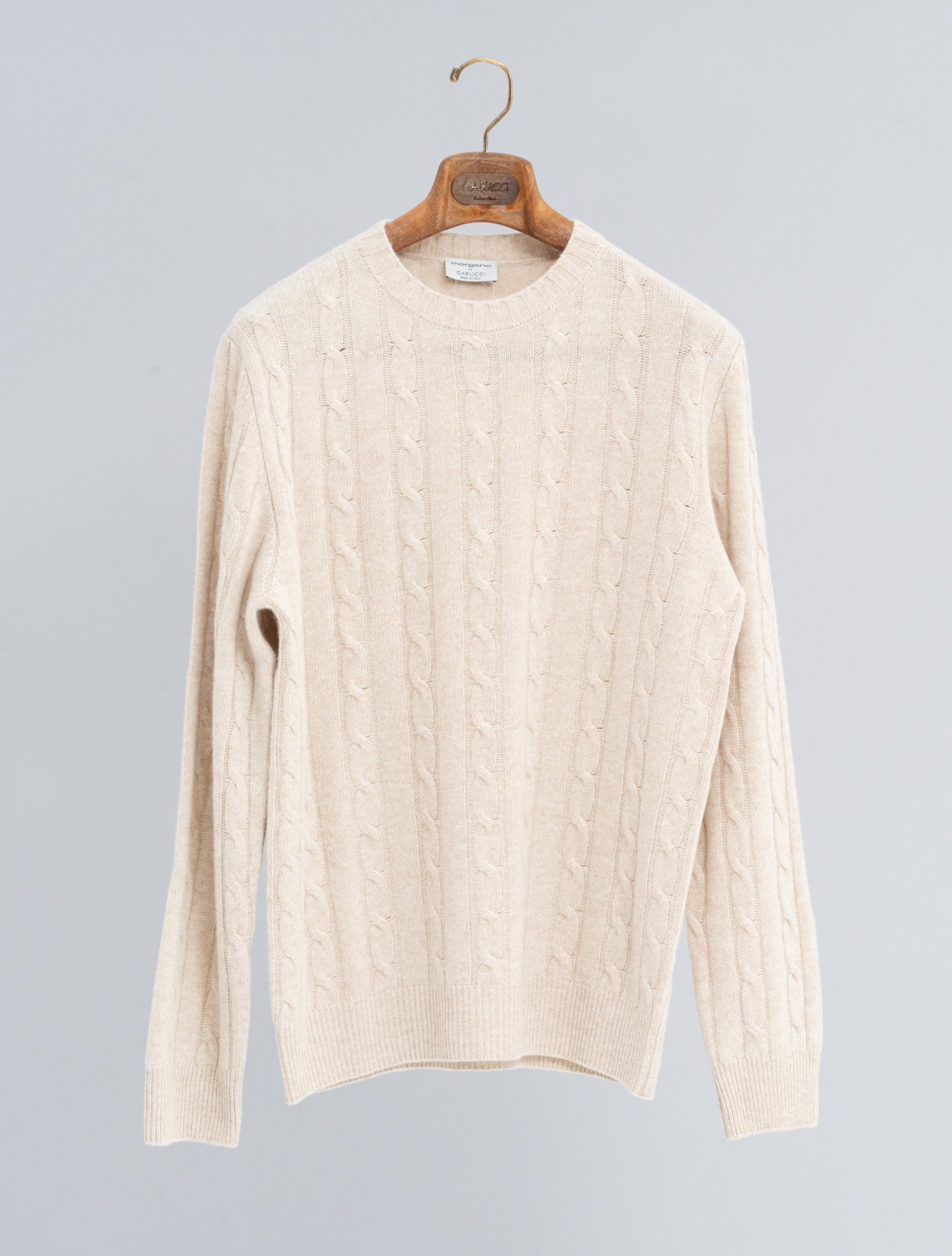 Knitted Wool Cashmere Crewneck Sand Morgano Knitwear 48