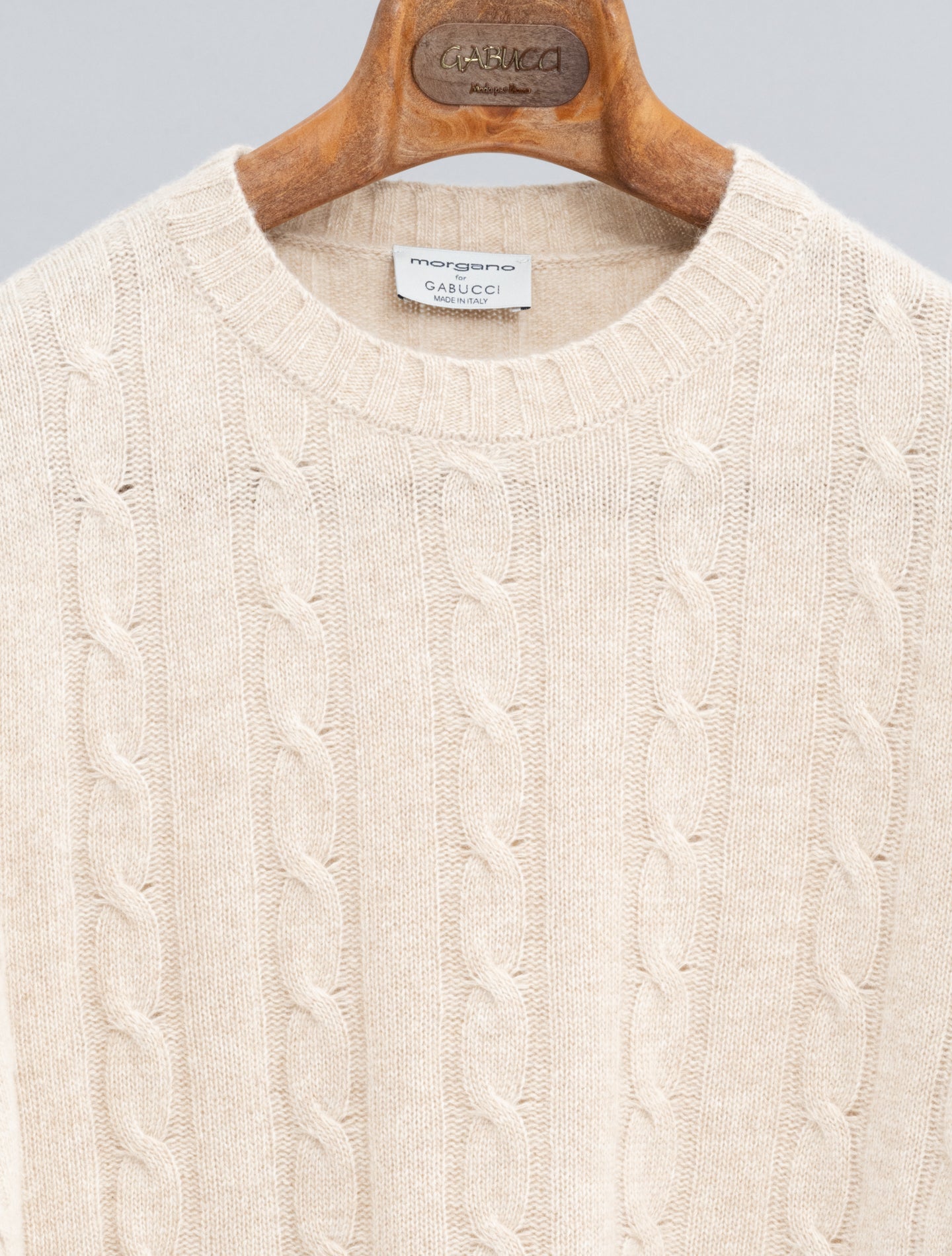 Knitted Wool Cashmere Crewneck Sand Morgano Knitwear 48