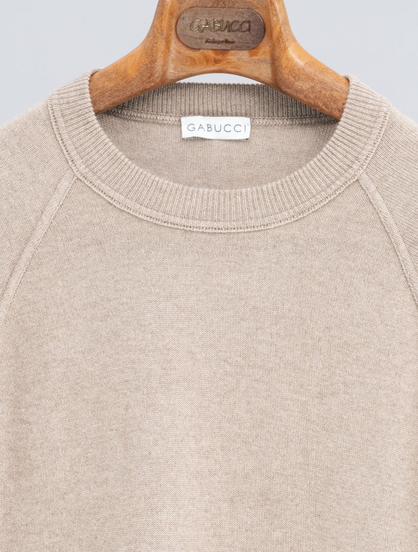 Knitted Wool Cashmere Raglan Sweater Beige Gabucci Knitwear 48