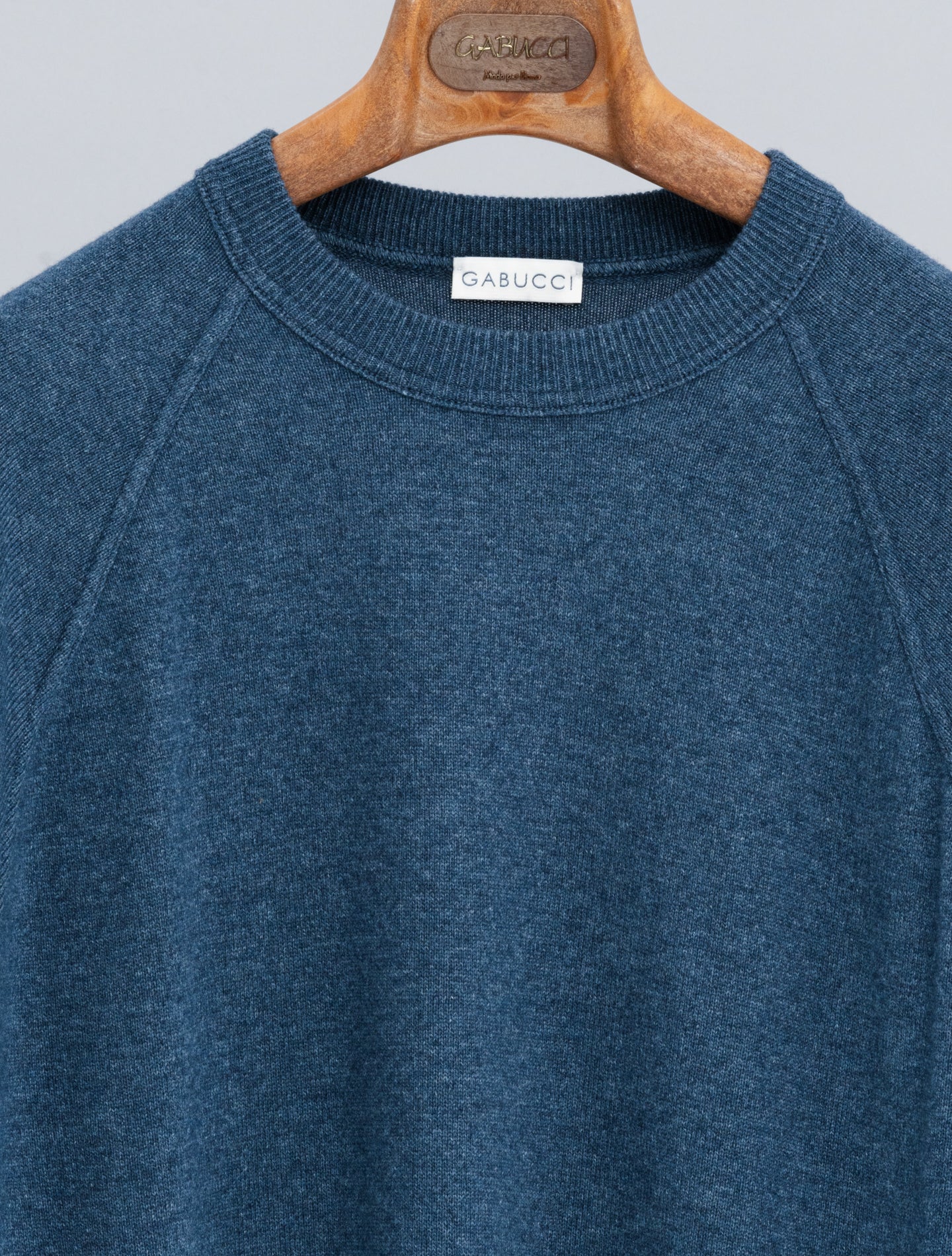 Knitted Wool Cashmere Raglan Sweater Blue Gabucci Knitwear 48