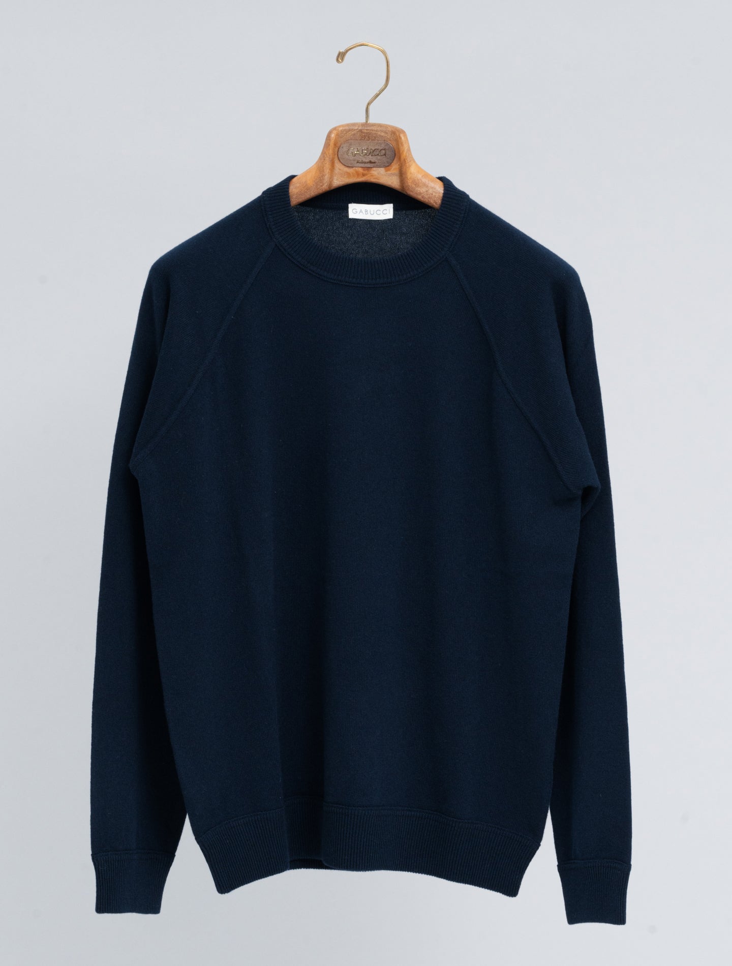 Knitted Wool Cashmere Raglan Sweater Navy Gabucci Knitwear 48