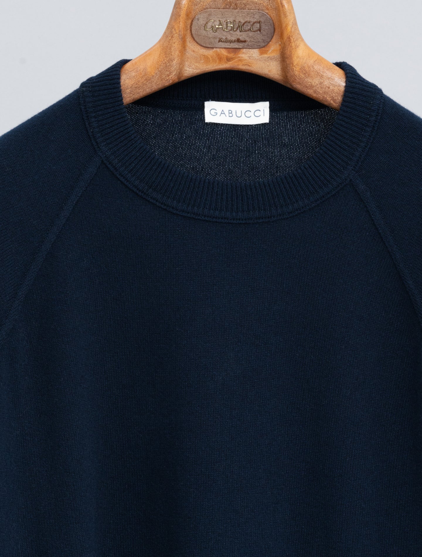 Knitted Wool Cashmere Raglan Sweater Navy Gabucci Knitwear 48