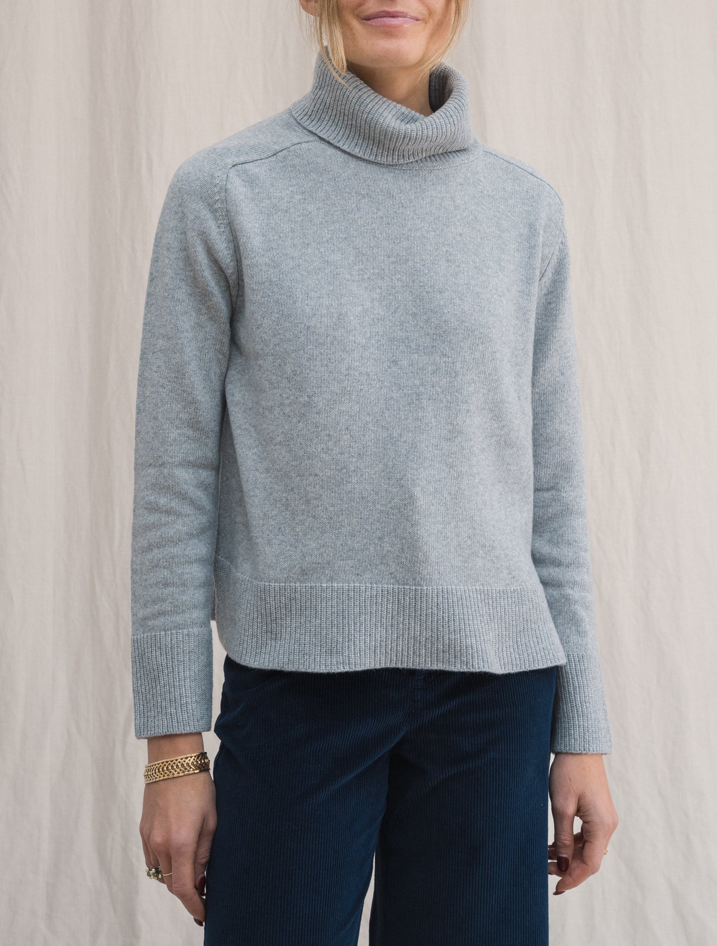 Knitted Wool Cashmere Rollneck Grey | Gabucci