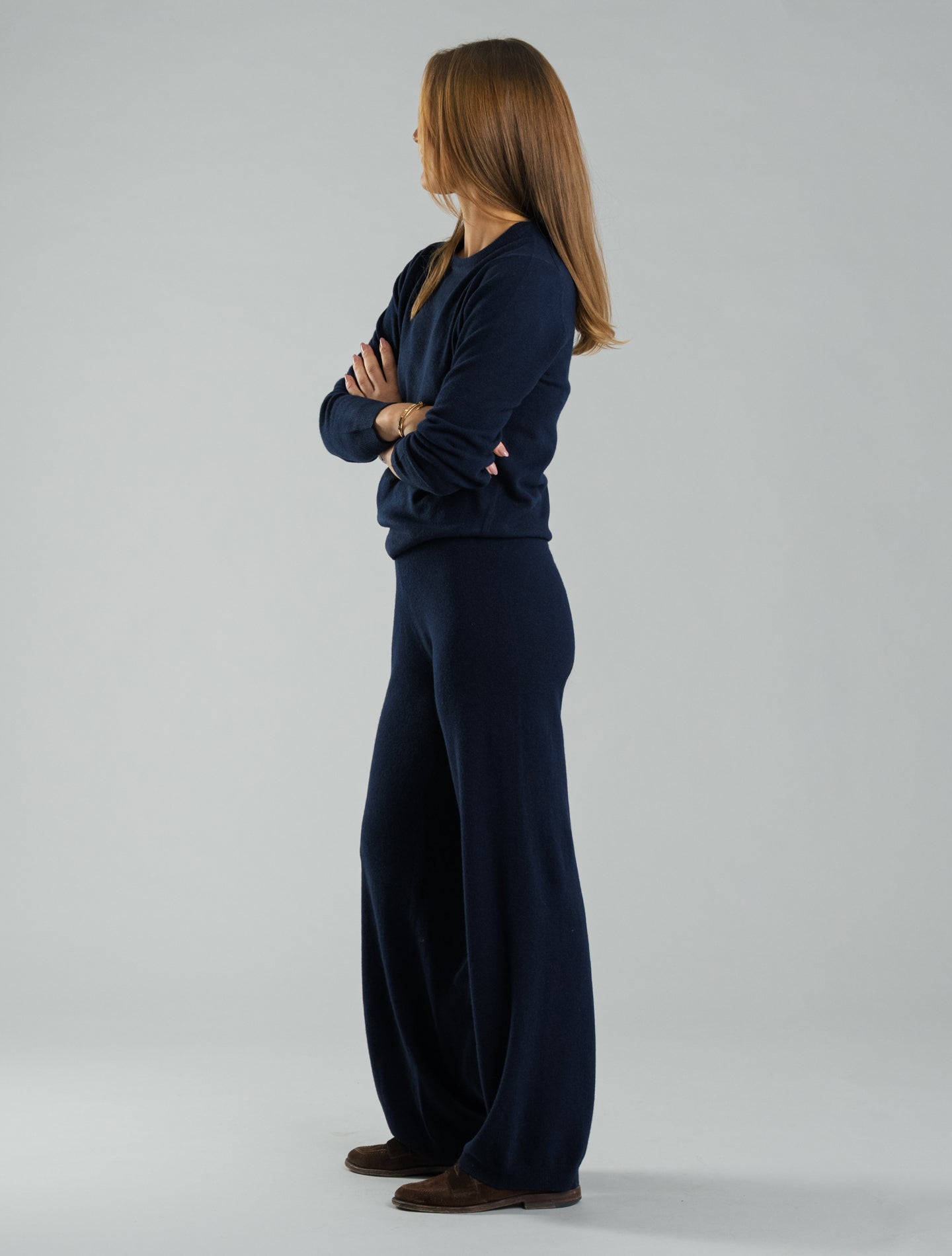 Knitted Wool Cashmere Trousers Navy Morgano Trousers IT 40