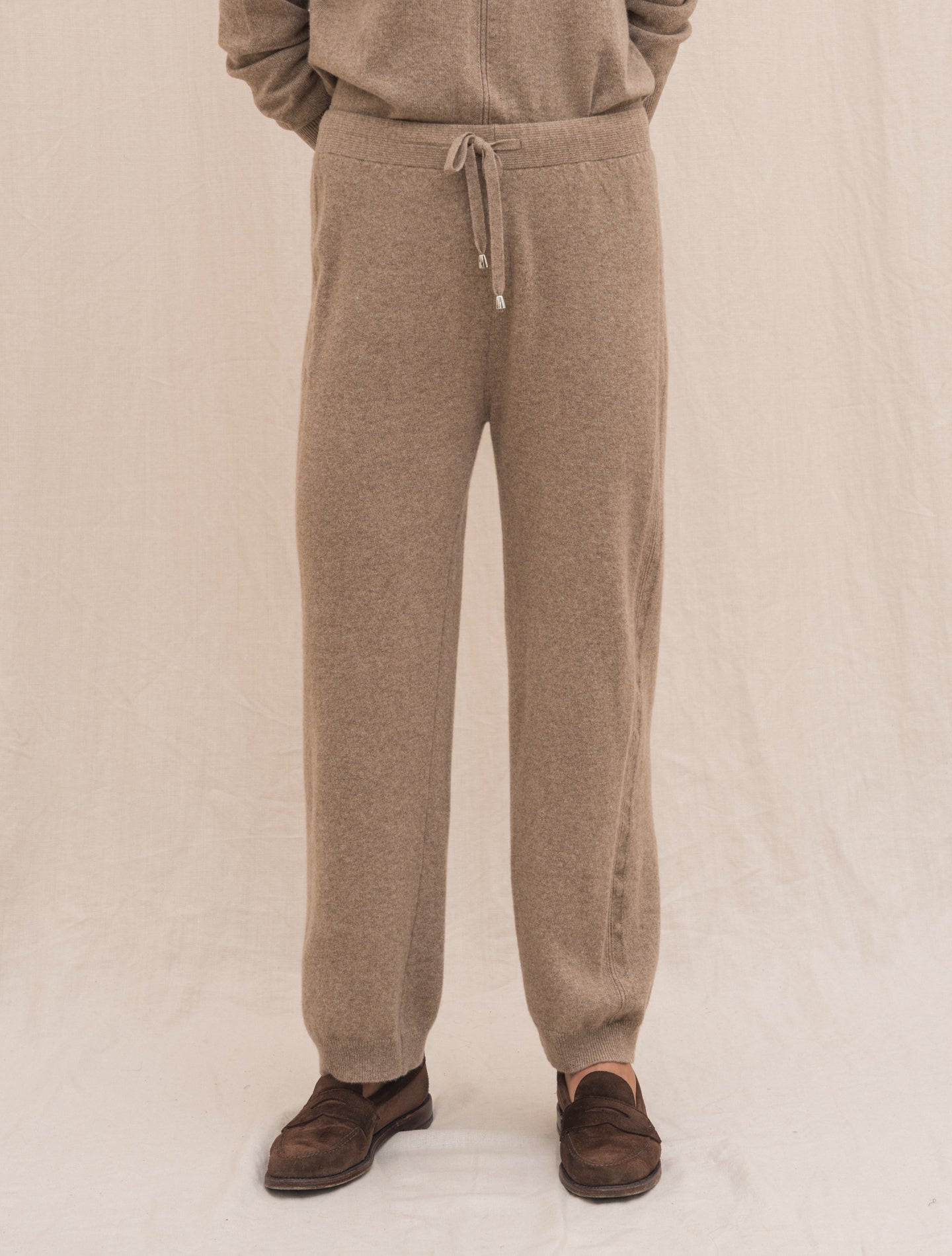 Knitted Wool Cashmere Trousers Nougat Morgano Trousers 40