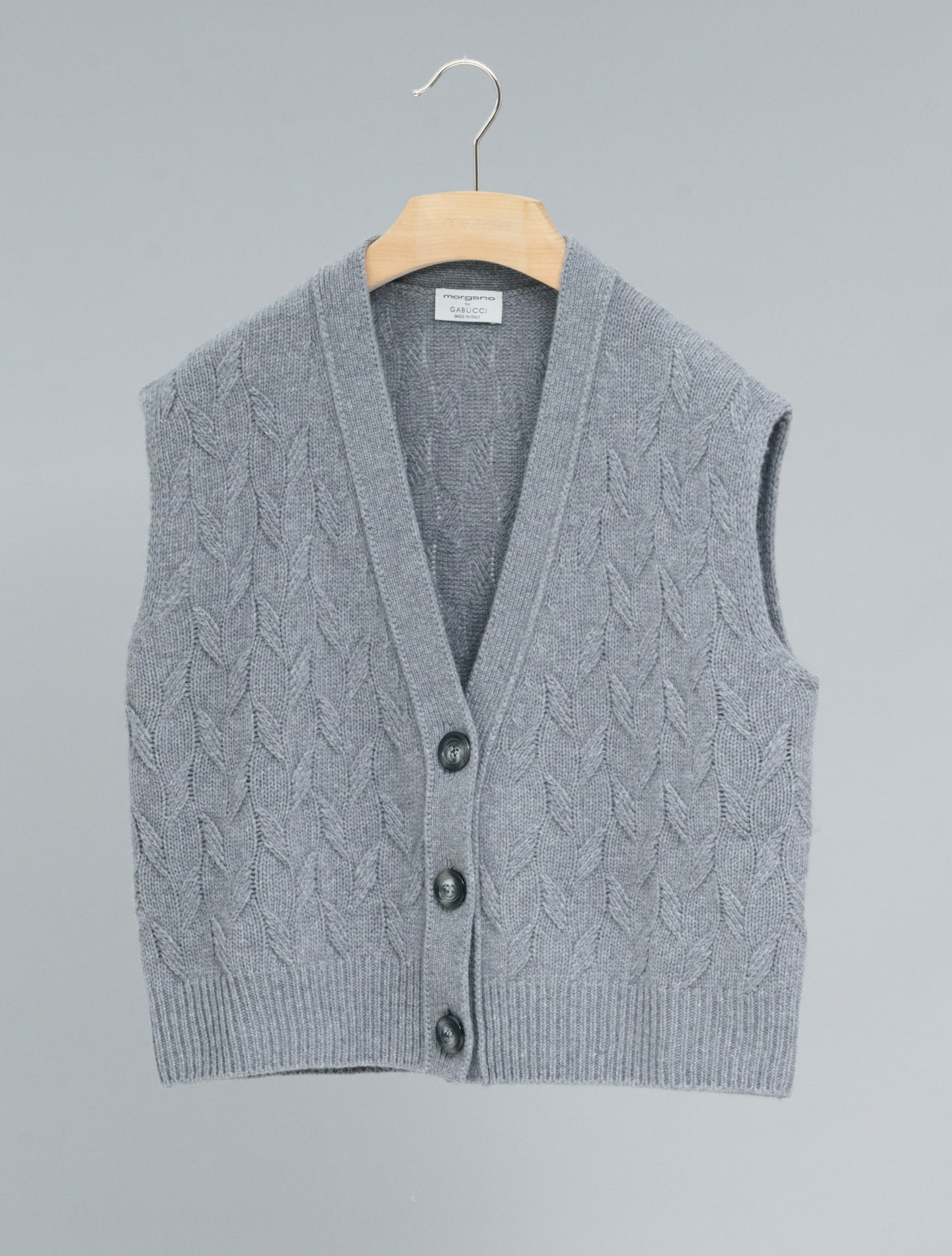 Knitted Wool Cashmere Vest Grey Morgano Knitwear IT 40