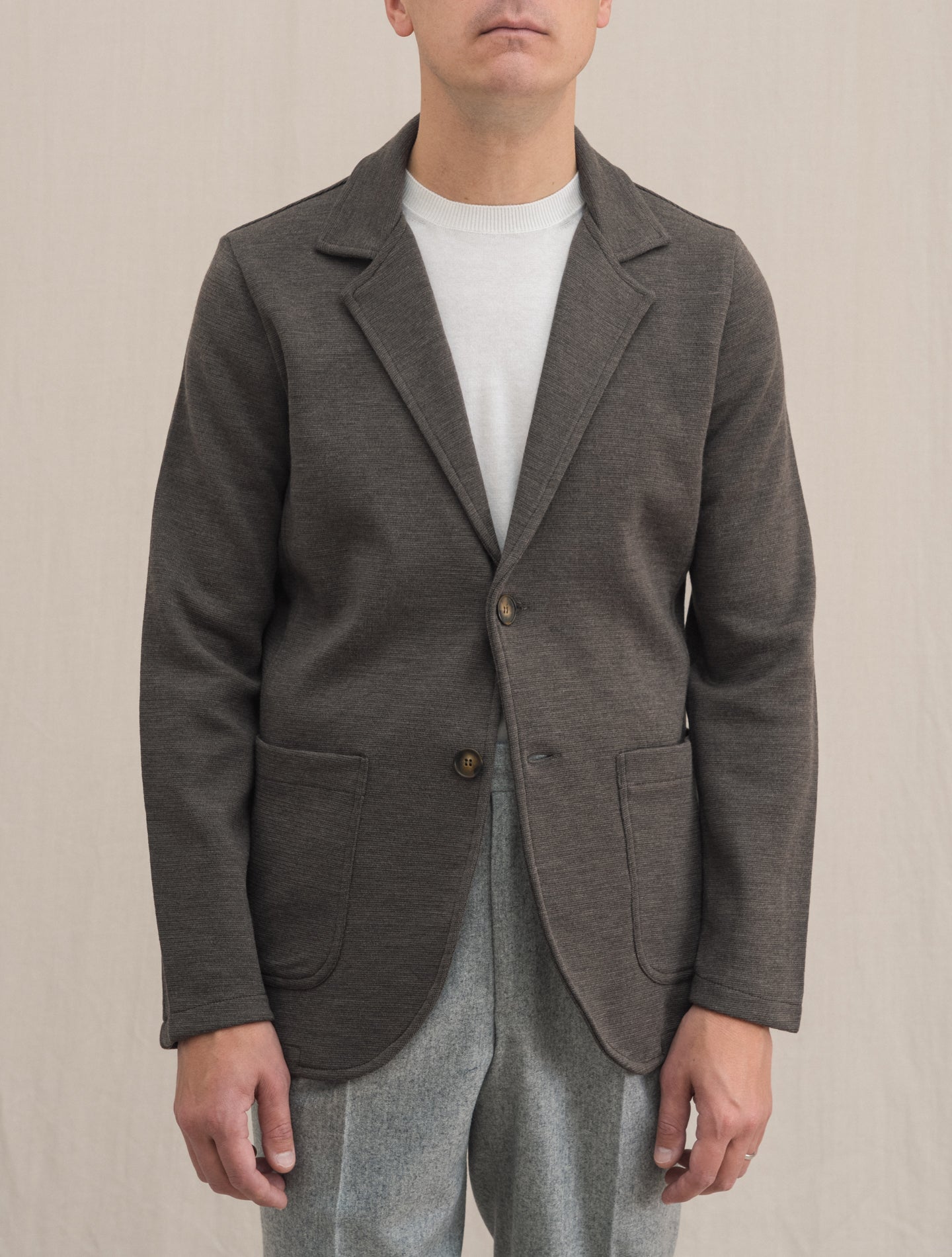 Knitted Wool Jacket Brown | Gabucci