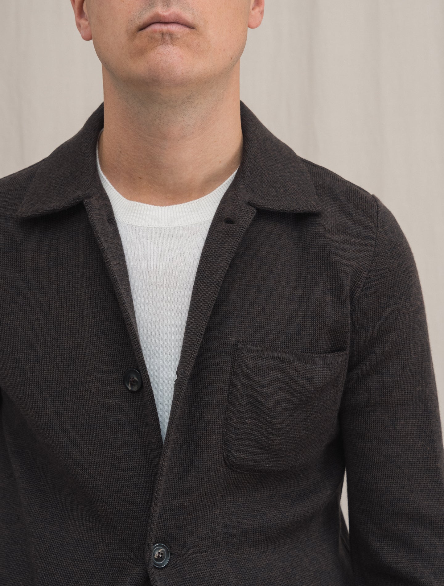 Knitted Wool Jacket Dark Brown | Gabucci