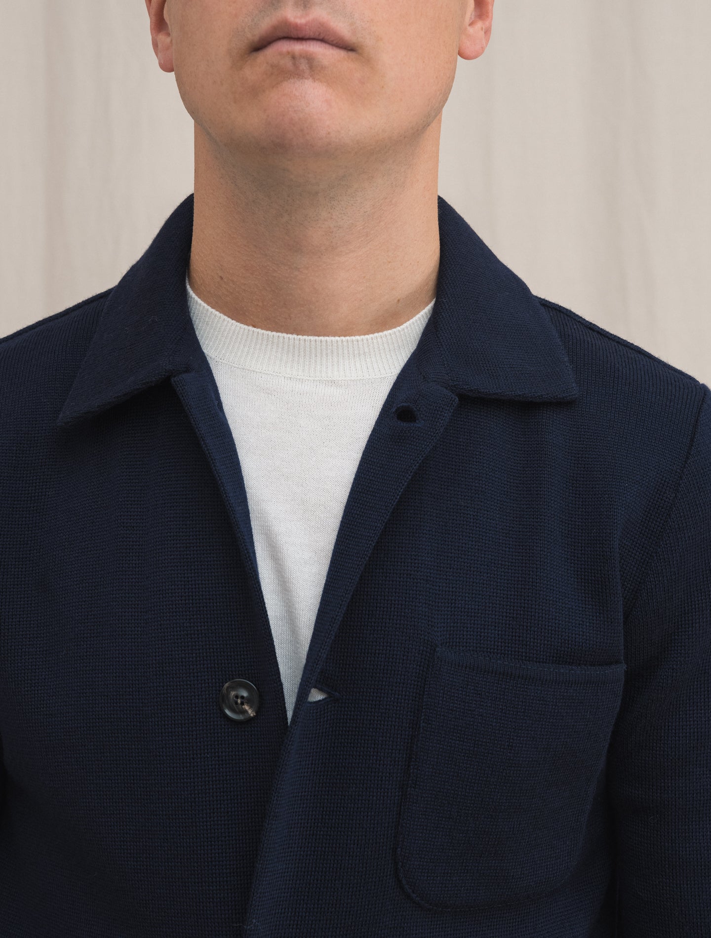 Knitted Wool Jacket Navy | Gabucci