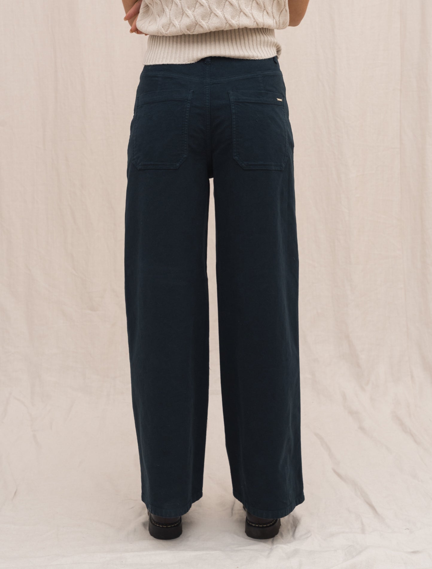 Laila Wide Fit Moleskin Trousers Navy Slowear Trousers 38