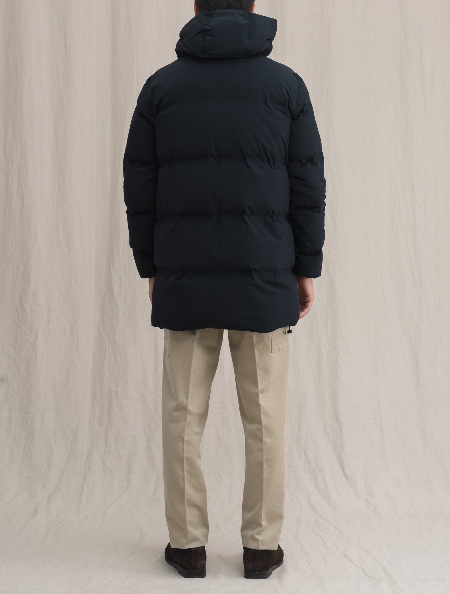 Laminar Hooded Down Jacket Dark Navy | Gabucci