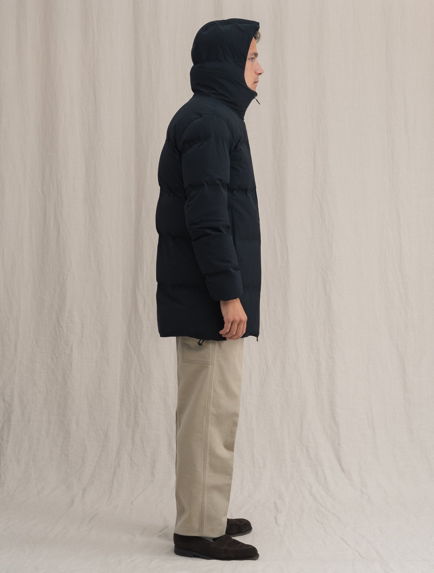 Laminar Hooded Down Jacket Dark Navy | Gabucci