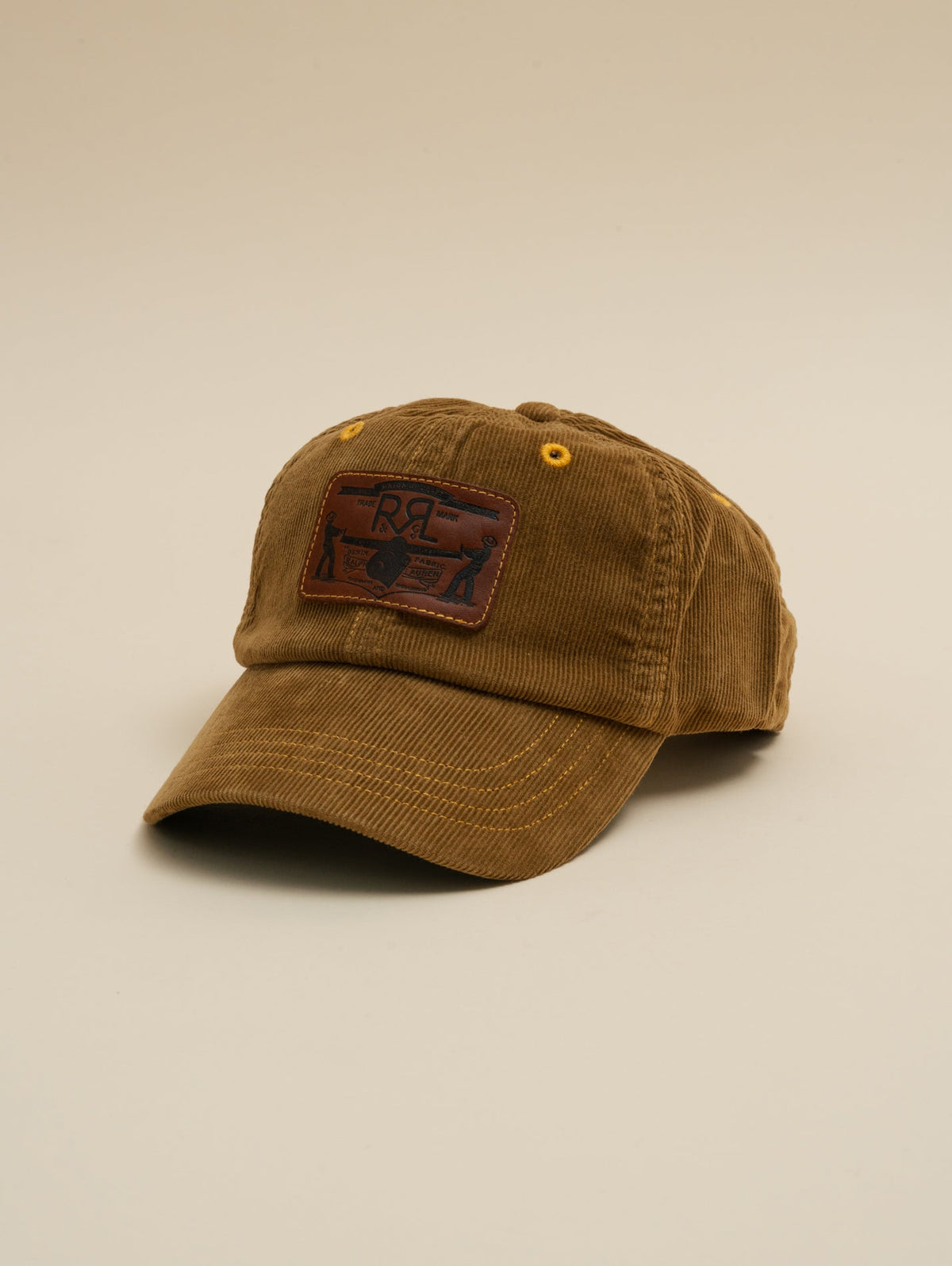 Leather-Patch Corduroy Trucker Cap Tan RRL Hats One Size