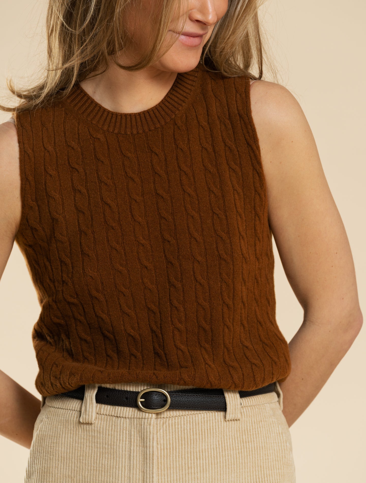 Light Cashmere Cable Top Terra Fedeli Knitwear IT 40