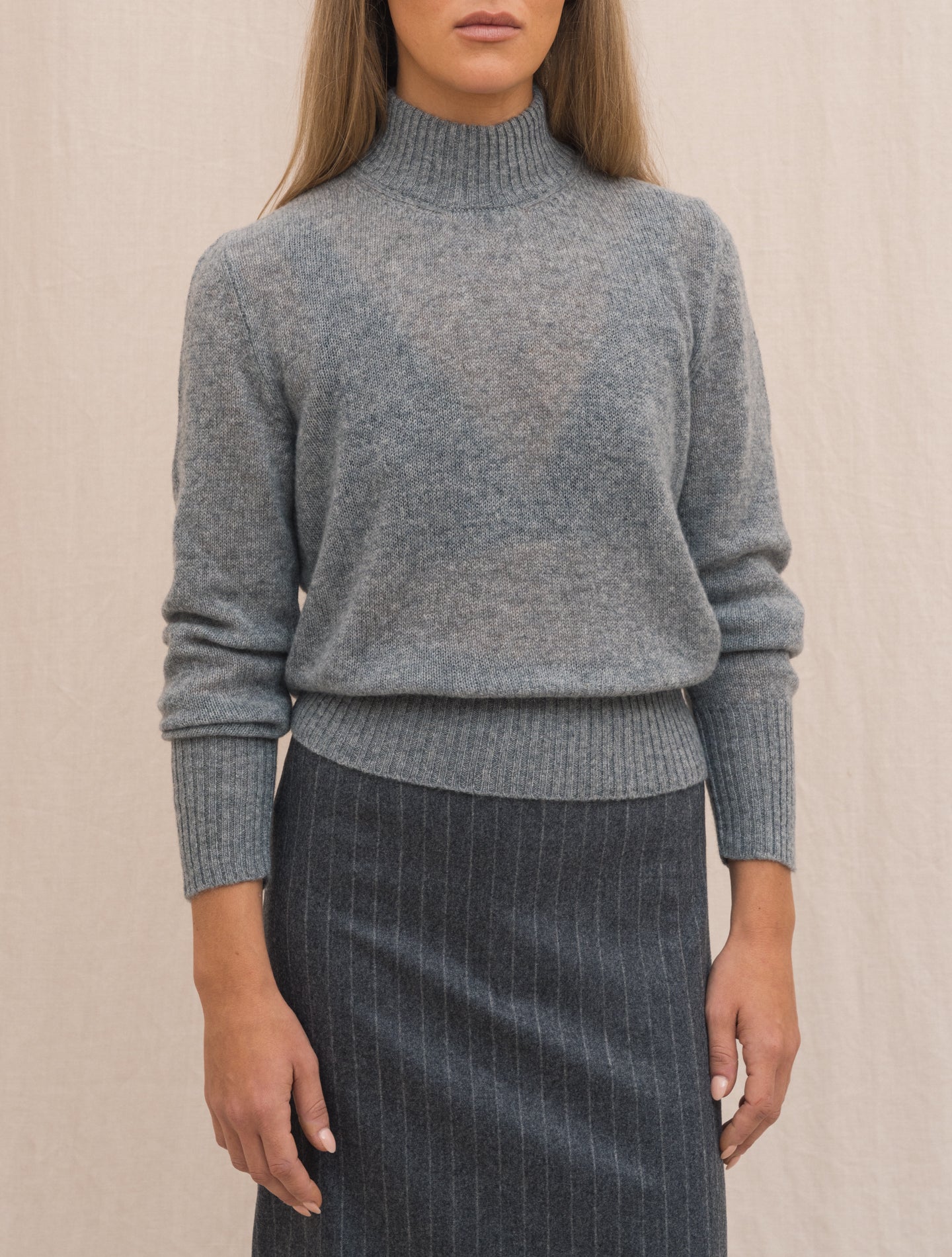 Light Knitted Cashmere Mockneck Grey Fedeli Knitwear Gabucci