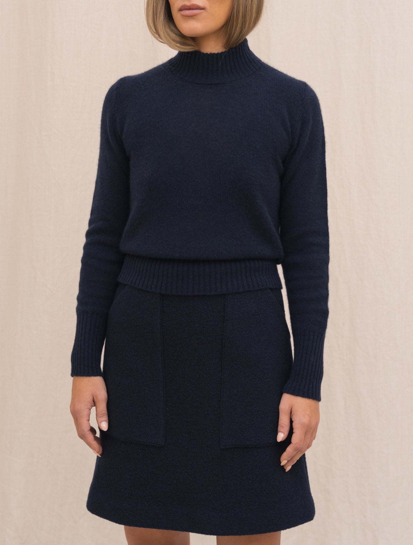 Light Knitted Cashmere Mockneck Navy Fedeli Knitwear Gabucci