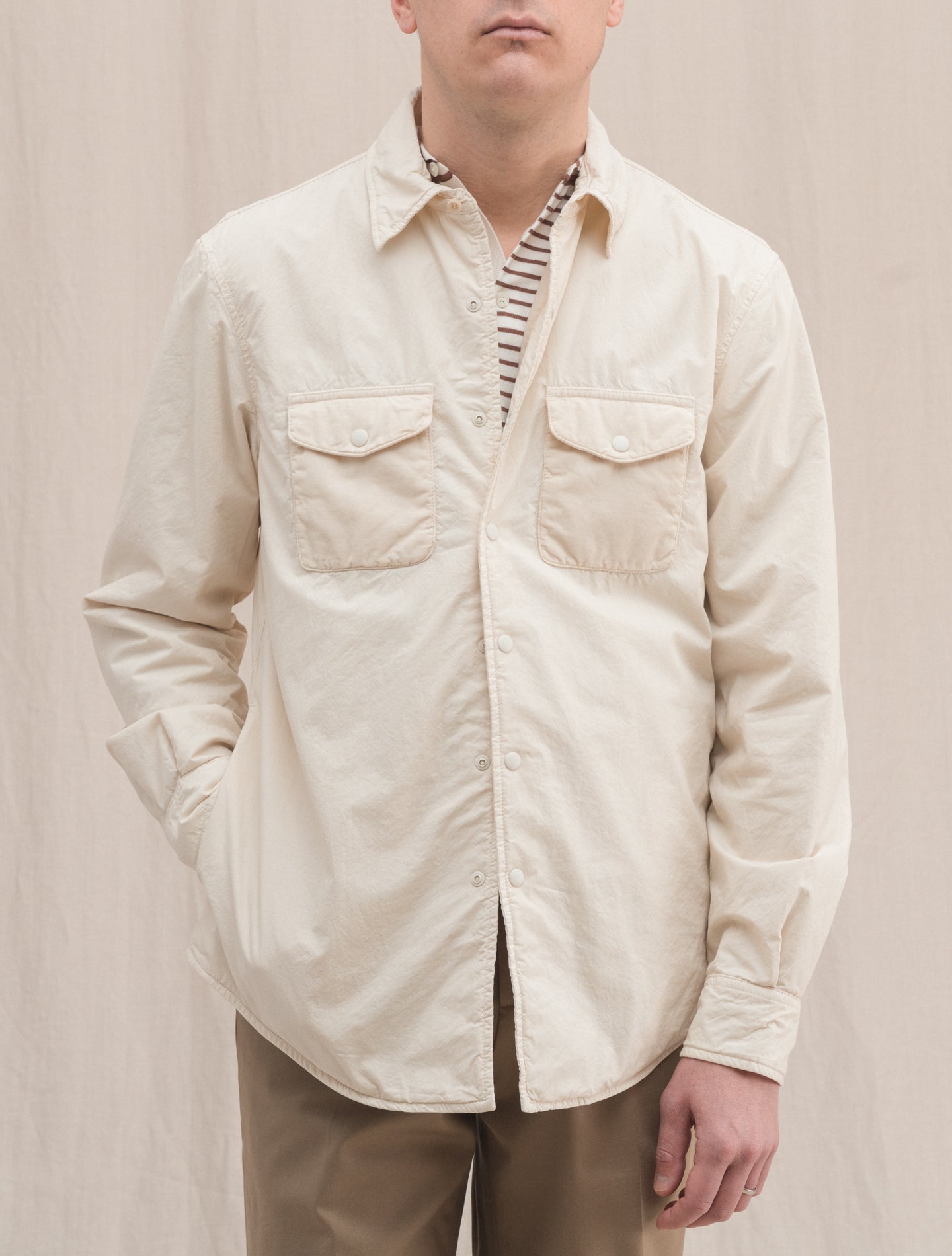 Light Padded Cotton Shirt Jacket Ivory Aspesi Outerwear S