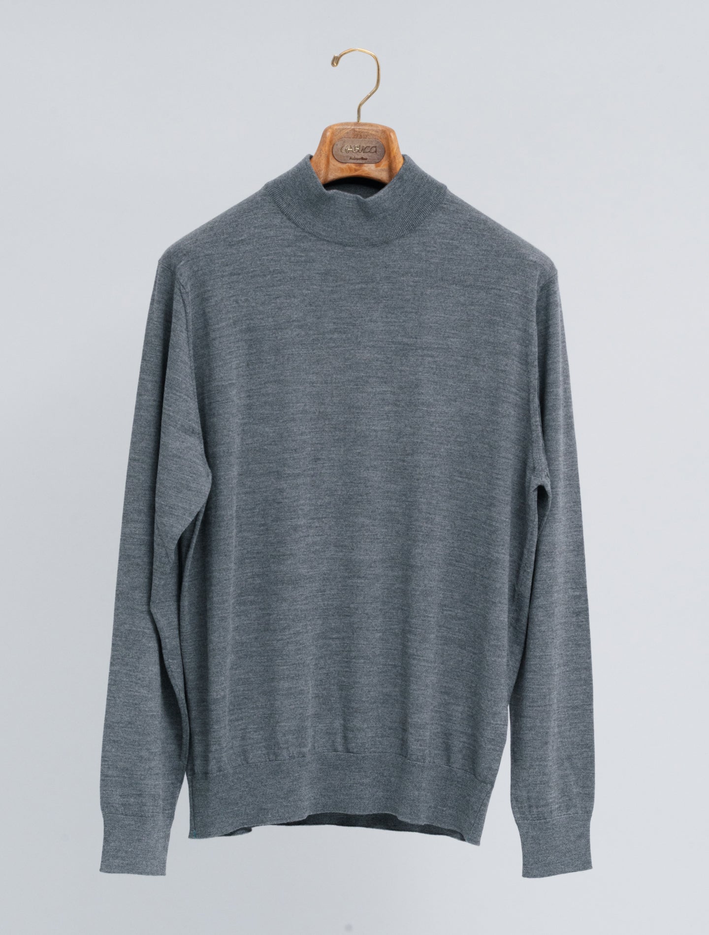 Light Weight Wool Mockneck Grey Fioroni Knitwear 48